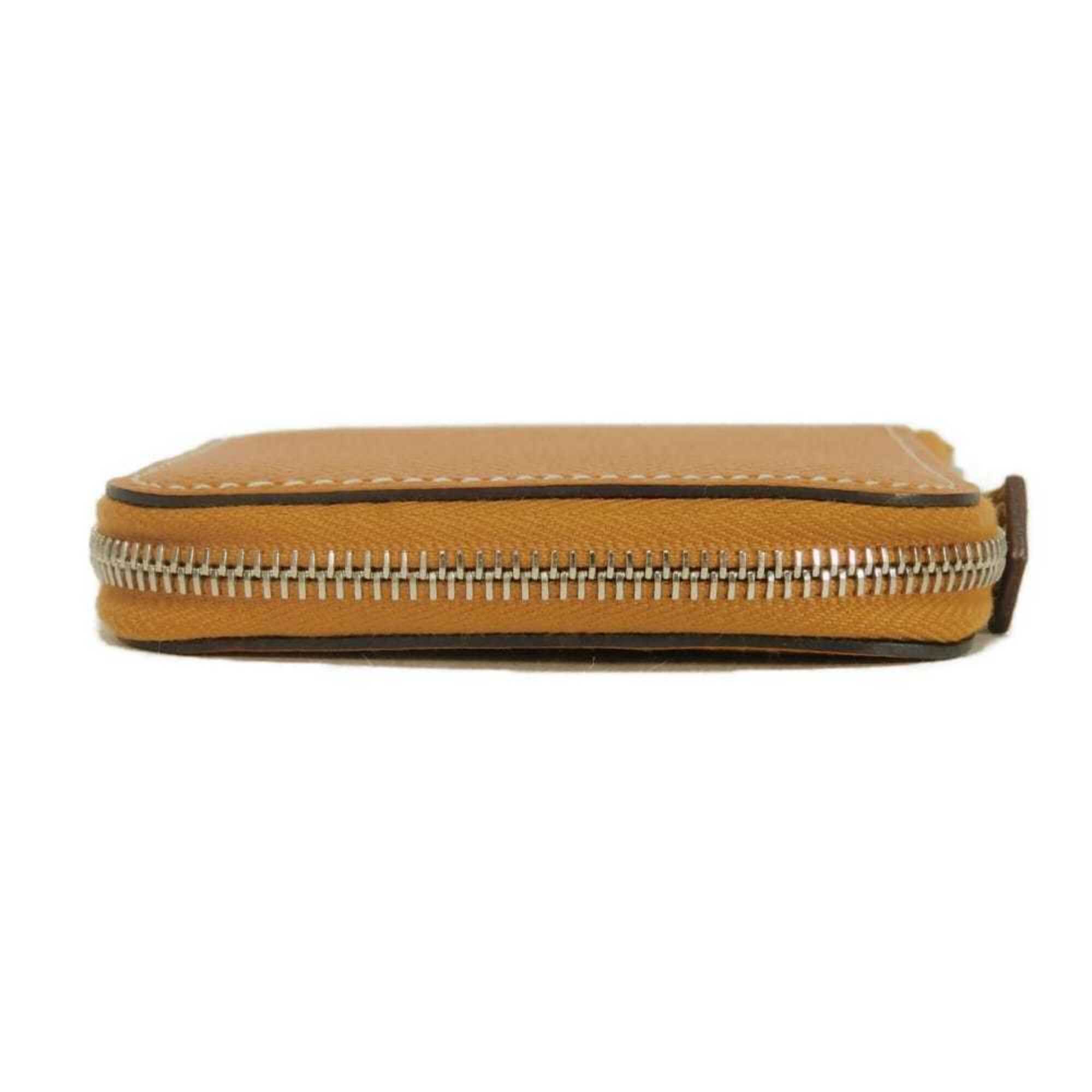 Hermes Brown Light Brown Epsom Leather Silk Coin Purse/Coin Case (Pre-Owned)