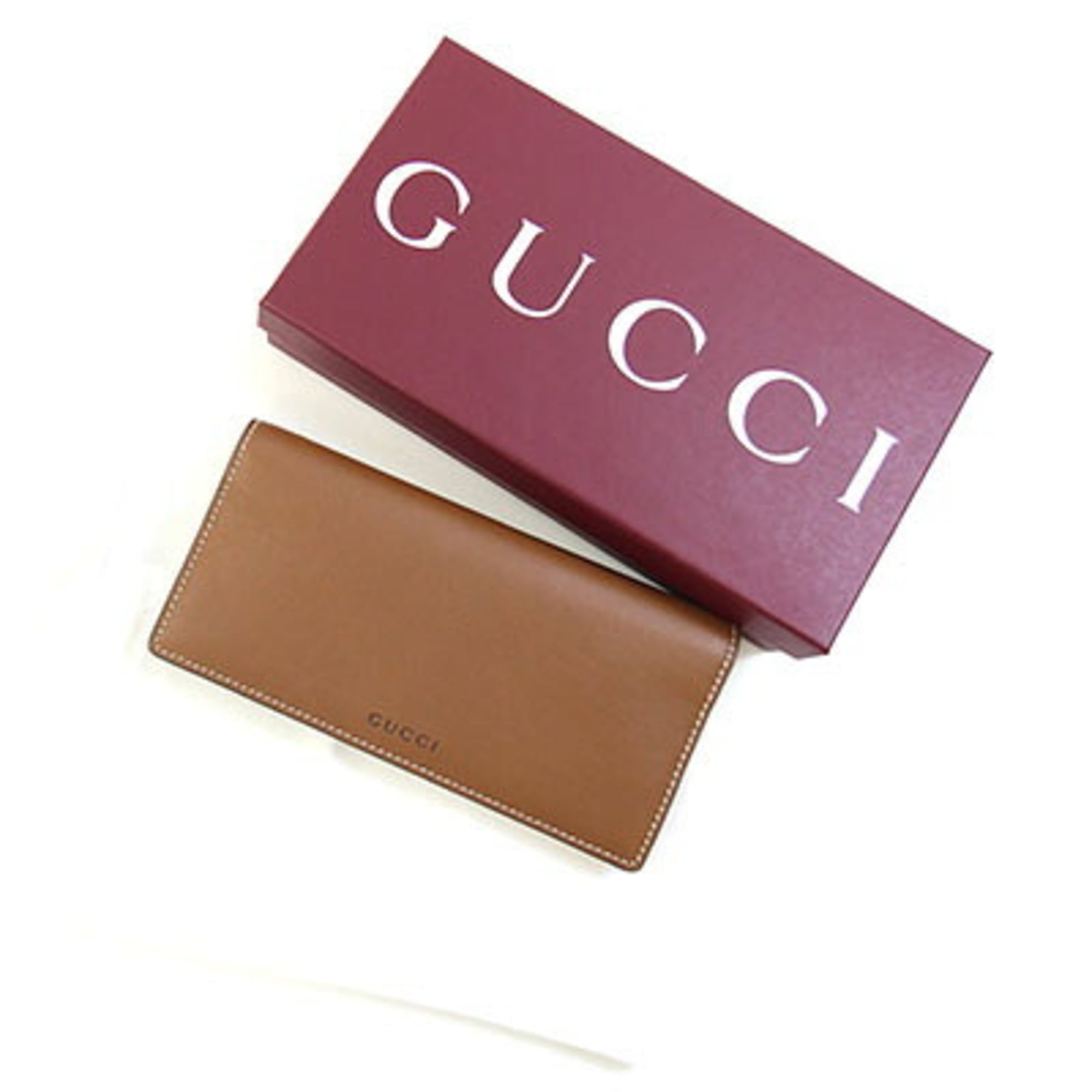 Gucci Beige Brown Leather Pvc Long Wallet (Bi-Fold) (Pre-Owned)