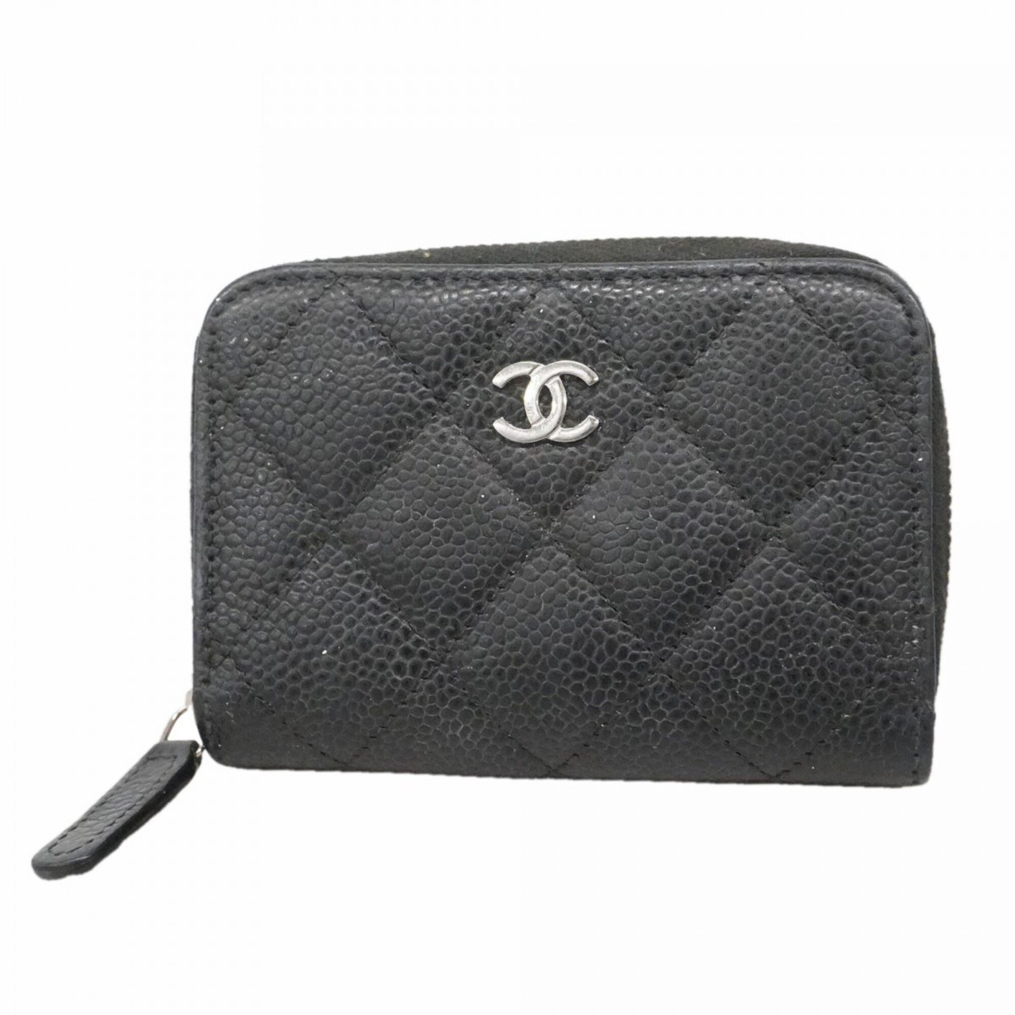 Chanel Black Grained Calfskin Coin Purse/Coin Case (Pre-Owned)