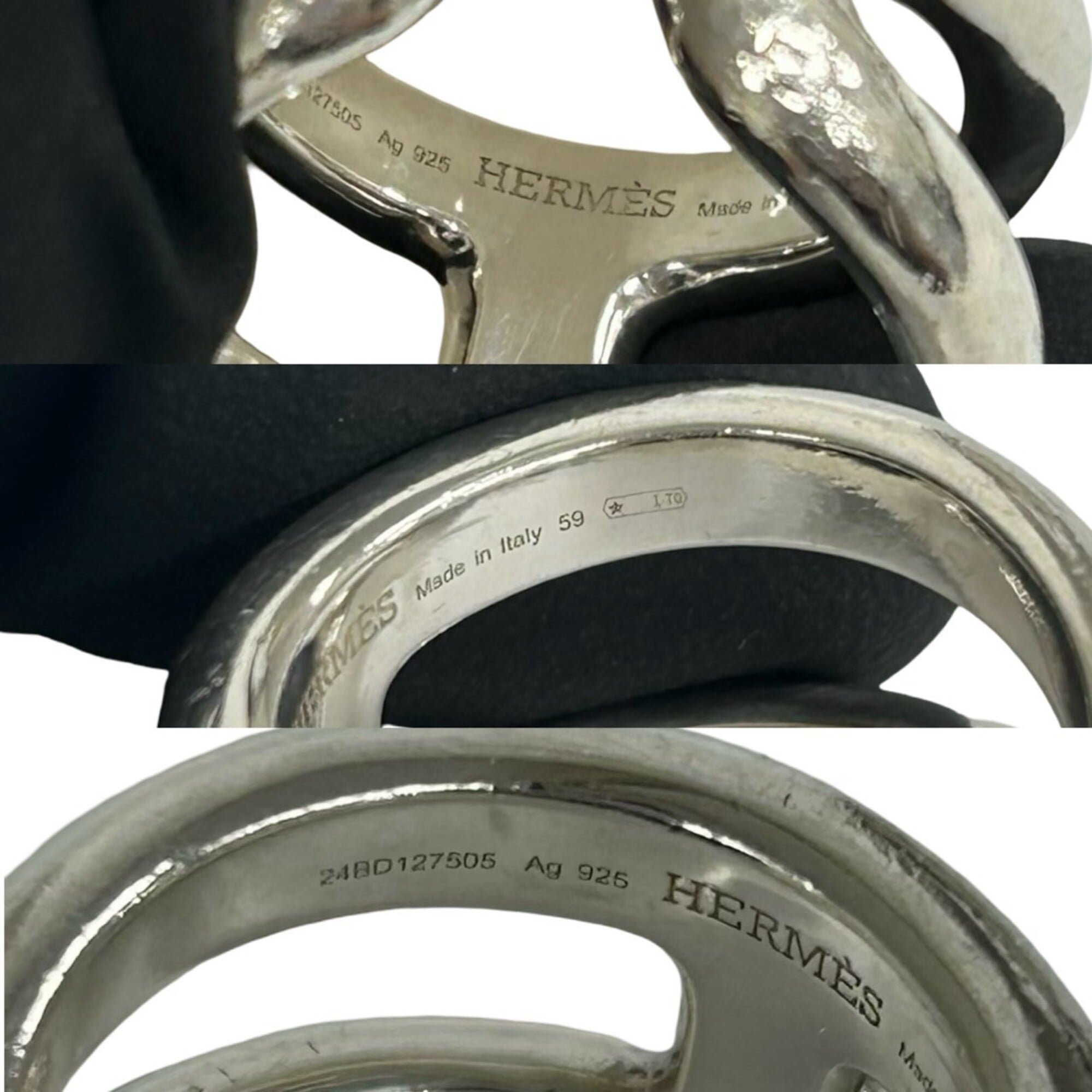 Hermes Silver Silver 925 Band Ring (Pre-Owned)