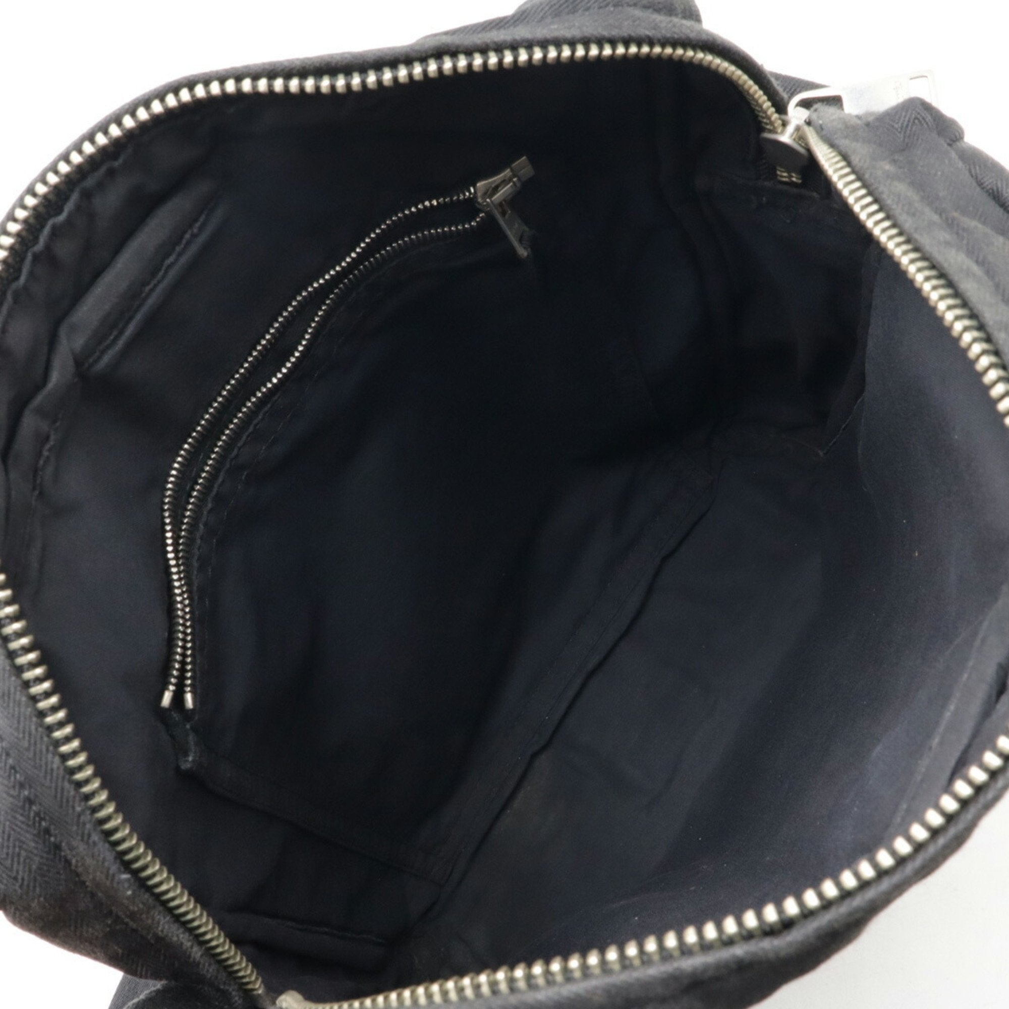 Hermes Acapulco Black Toile Chevron Leather Pochette Shoulder Bag (Pre-Owned)