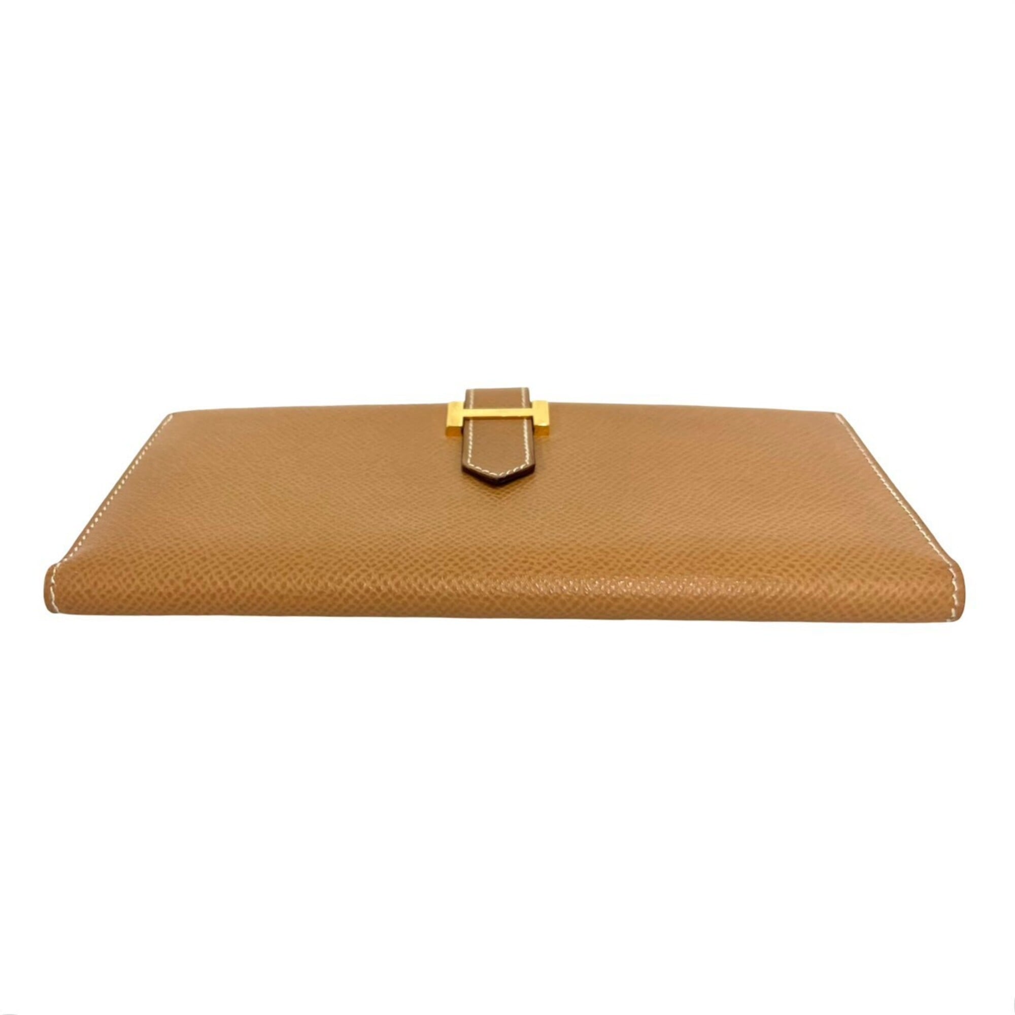 Hermes Brown Courchevel Leather Long Wallet (Bi-Fold) (Pre-Owned)