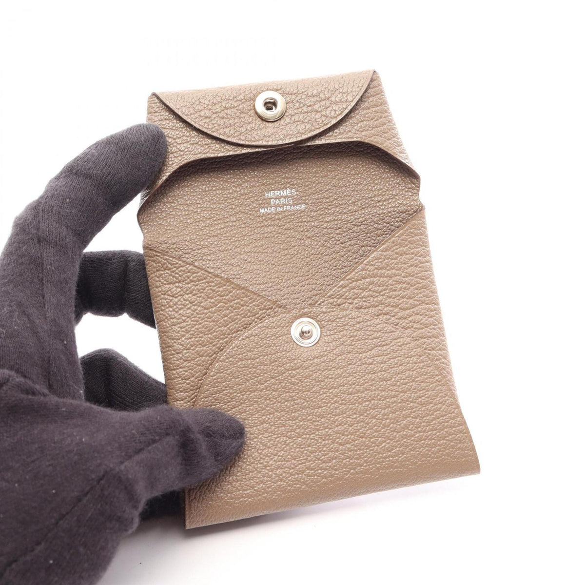 Hermes Gray Chevre Leather Leather Coin Purse/Coin Case (Pre-Owned)