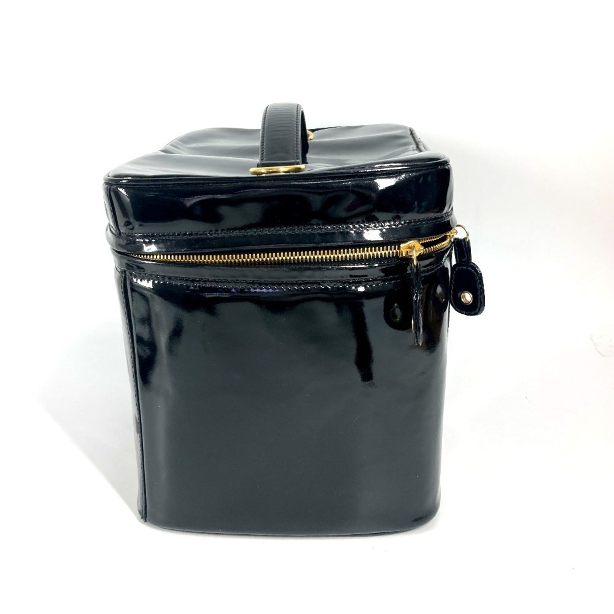 Chanel Black Patent Leather Handbag Shoulder Bag Vanity Bag (Pre-Owned)
