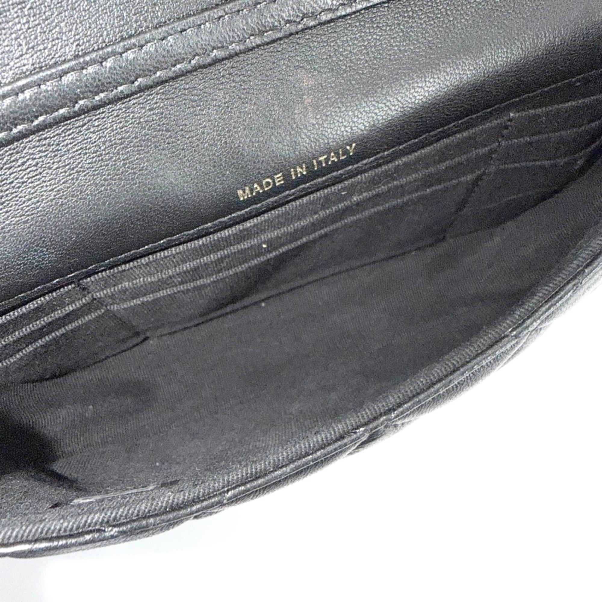 Chanel Matelasse Black Leather Pochette Shoulder Bag (Pre-Owned)