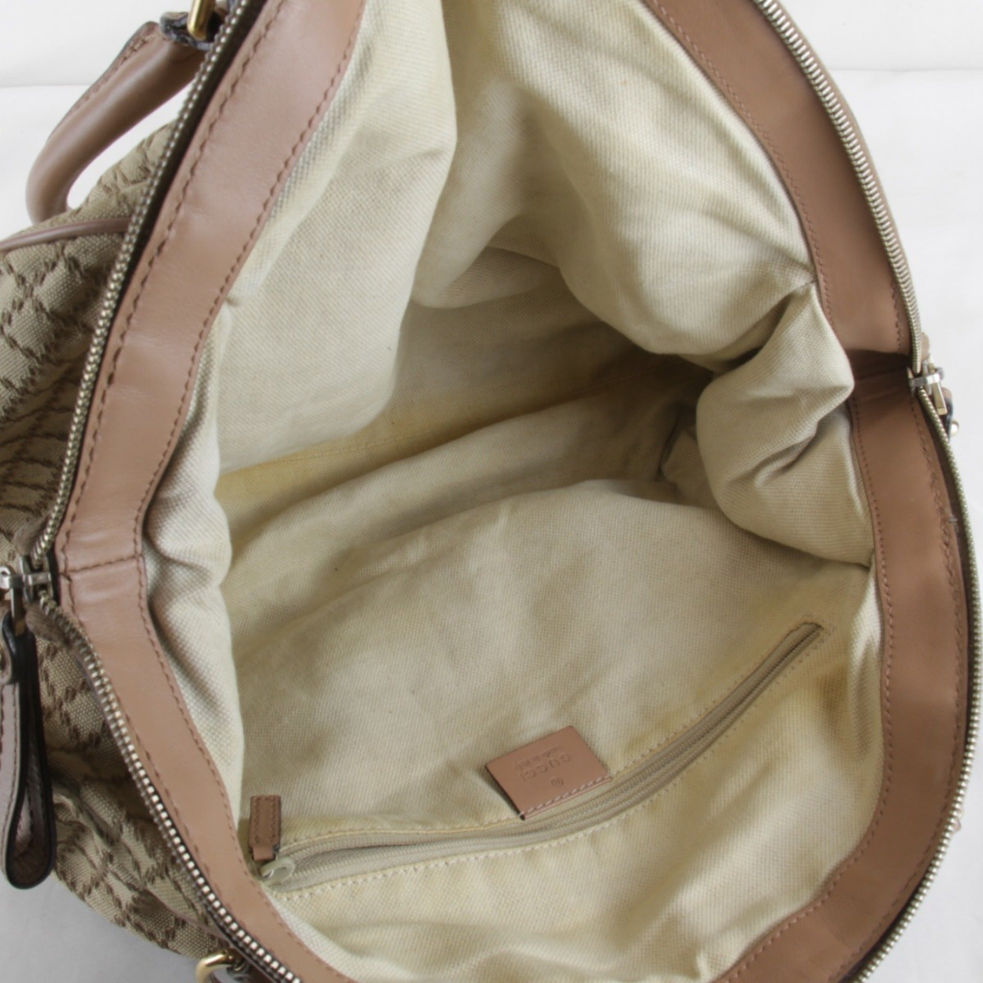 Gucci Beige Black Yellow Canvas Handbag (Pre-Owned)