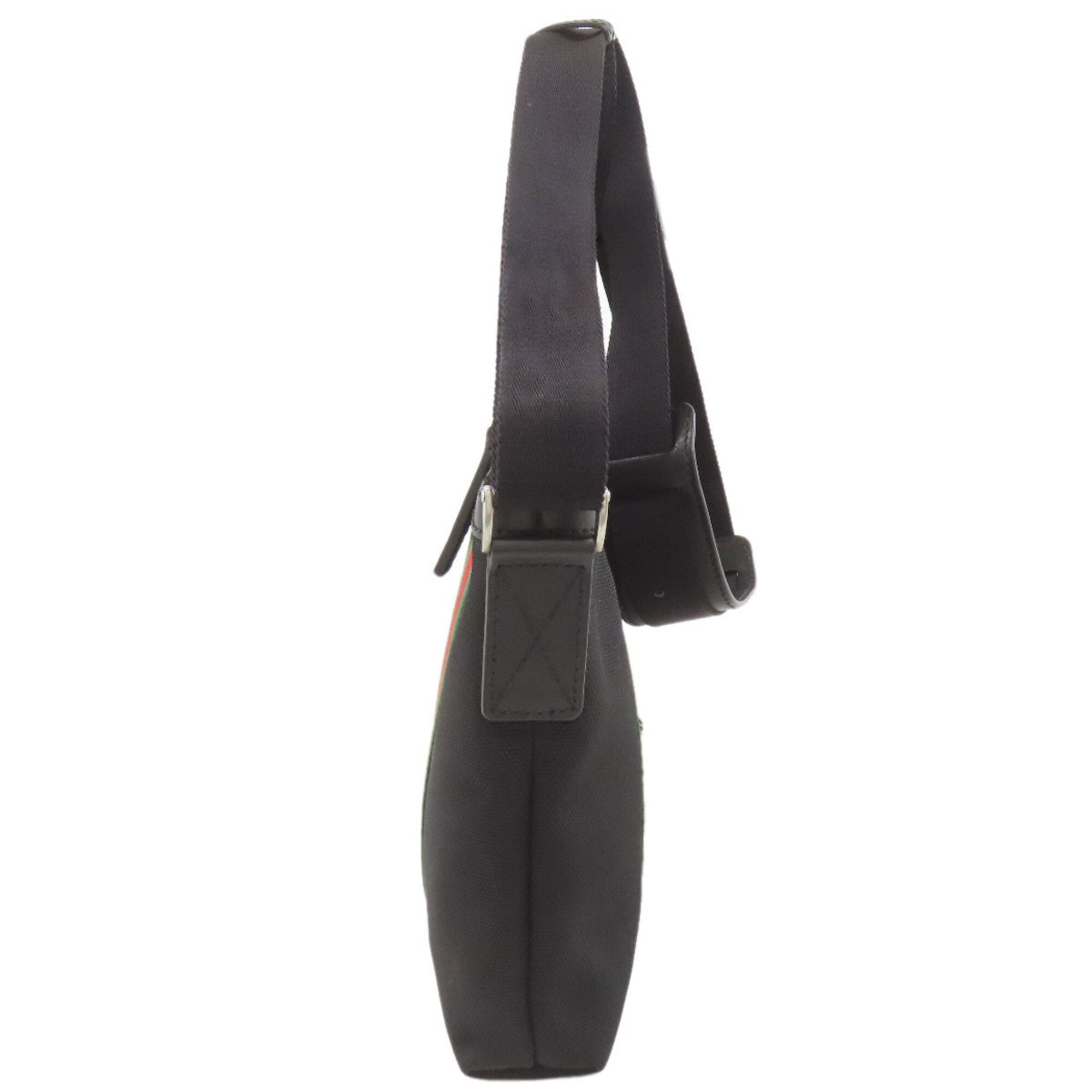 Gucci Sherry Line Black Canvas Leather Shoulder Bag (Pre-Owned)
