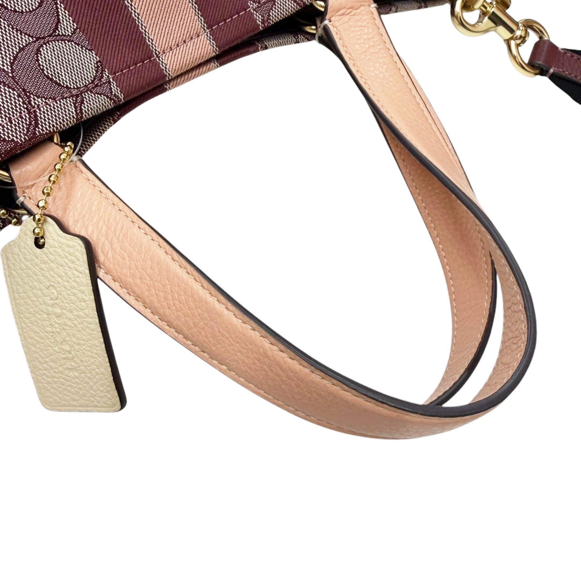 Coach Red Color Wine Leather Canvas Tote Bag (Pre-Owned)