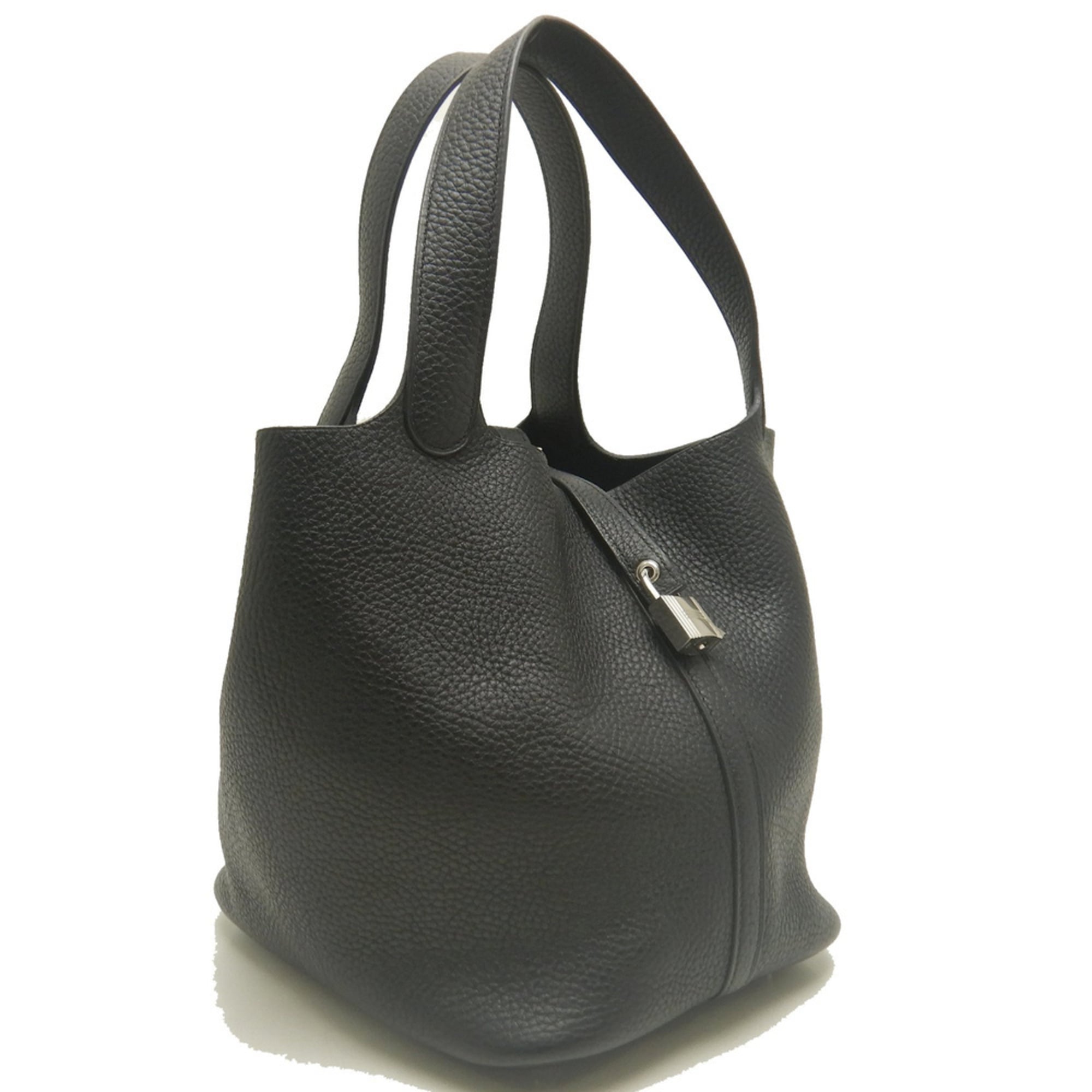Hermes Picotin Noir Taurillon Clemence Leather Handbag (Pre-Owned)