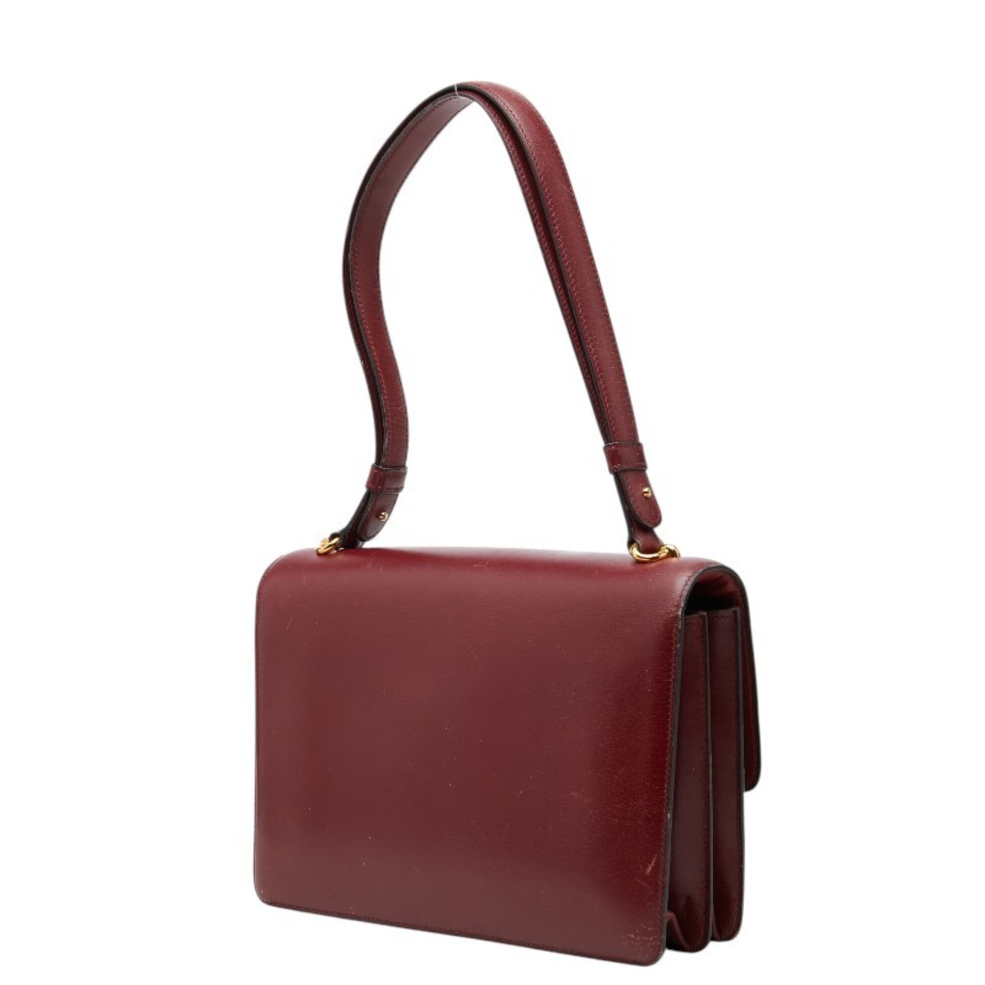 Hermes Fonsbelle Wine Box Calf Leather Shoulder Bag (Pre-Owned)