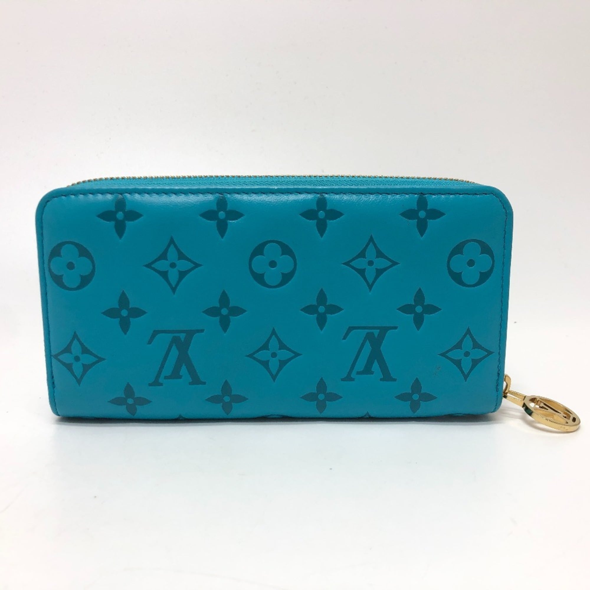 Louis Vuitton Monogram Gold Blue Leather Long Wallet (Bi-Fold) (Pre-Owned)