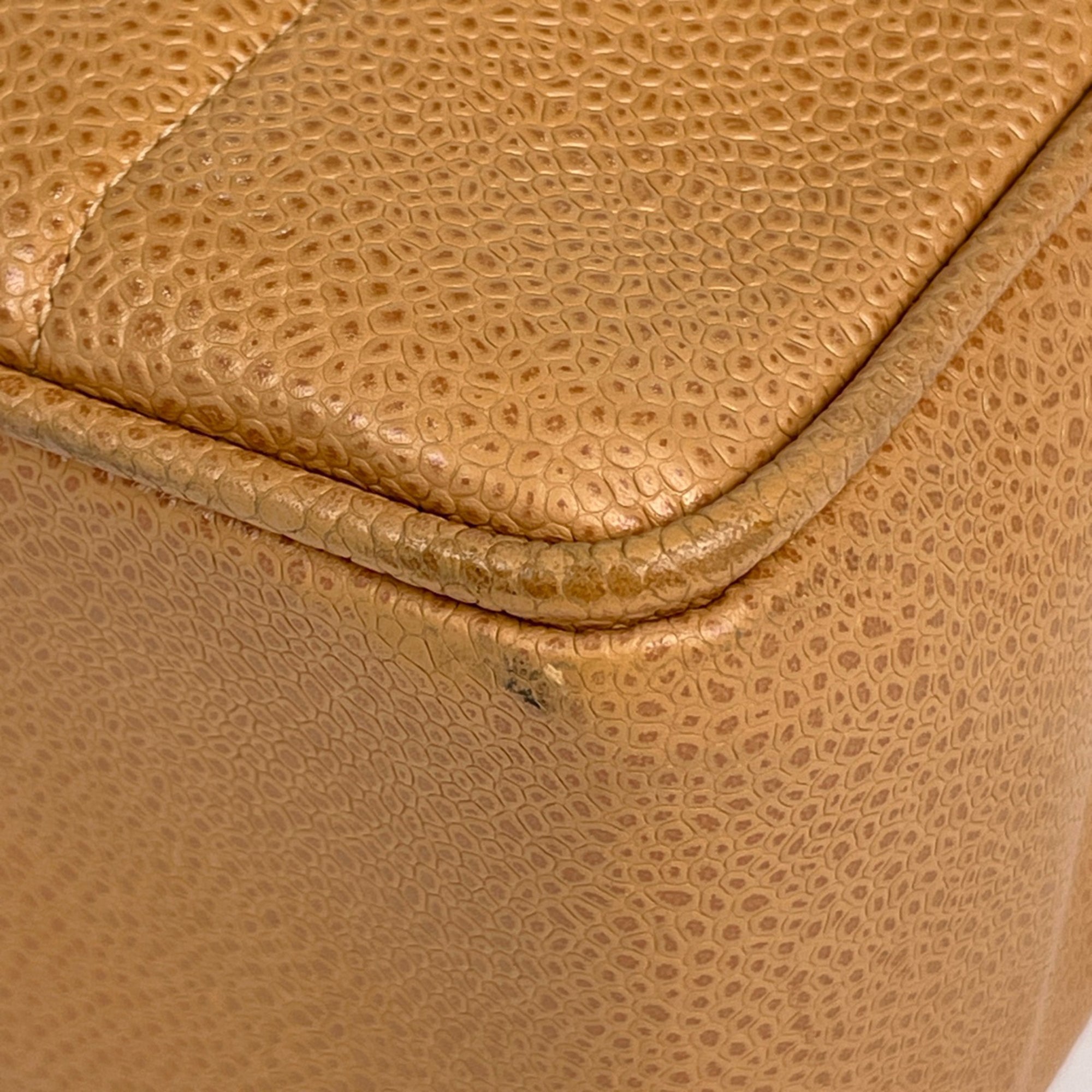 Chanel Mademoiselle Beige Grained Calfskin Shoulder Bag (Pre-Owned)