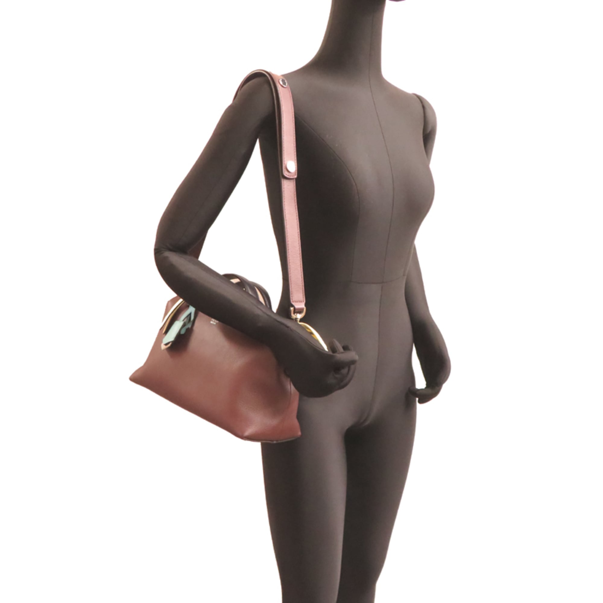 Fendi Black Bordeaux Yellow Leather Handbag (Pre-Owned)