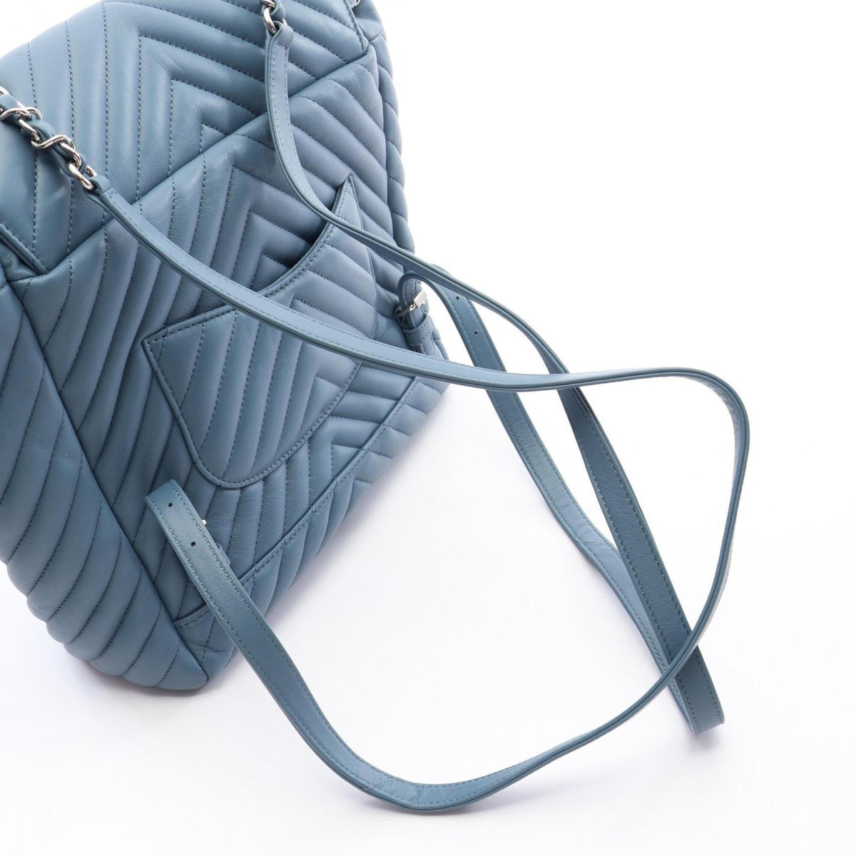 Chanel Blue Leather Backpack Handbag (Pre-Owned)