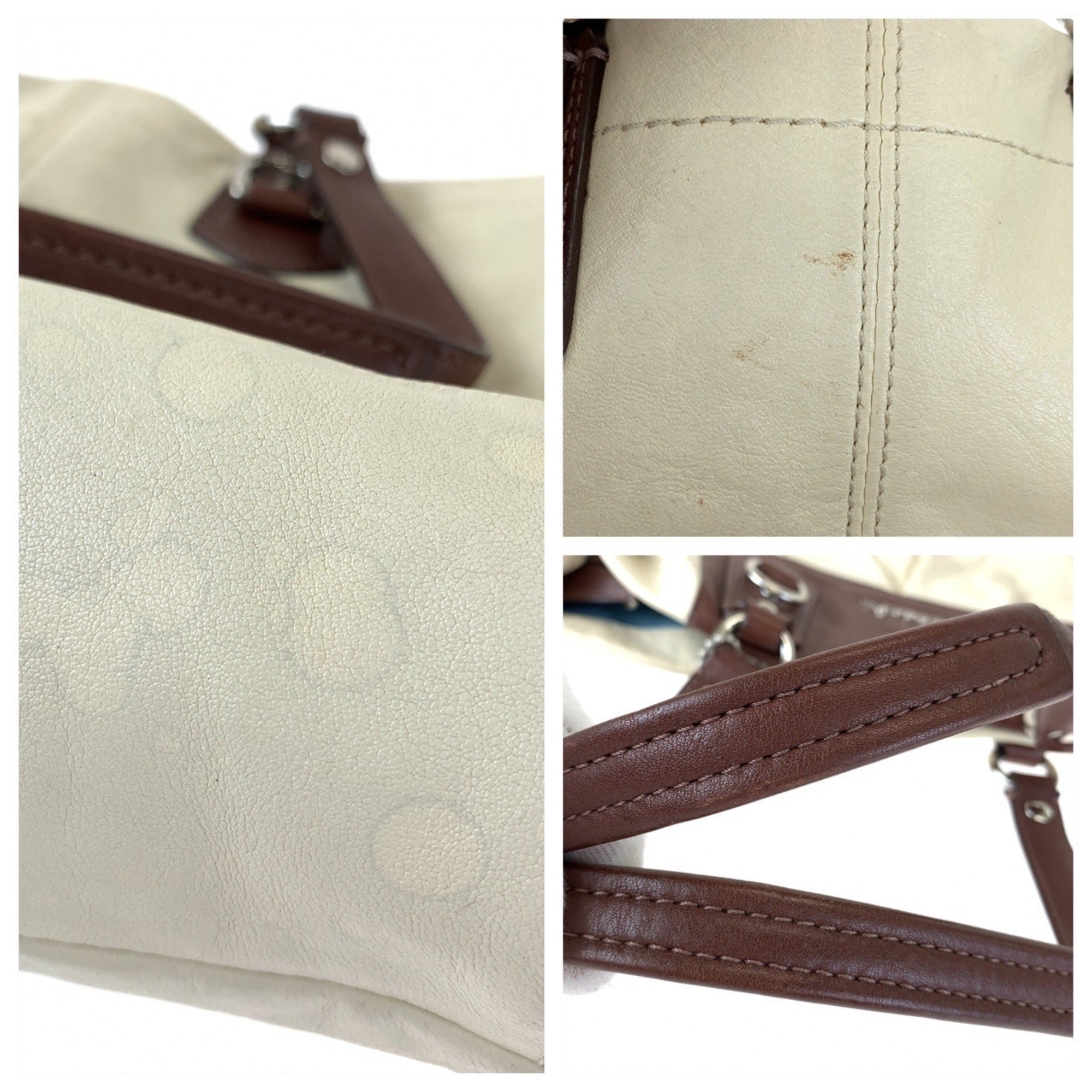 Coach Beige Brown Leather Shoulder Bag Tote Bag (Pre-Owned)