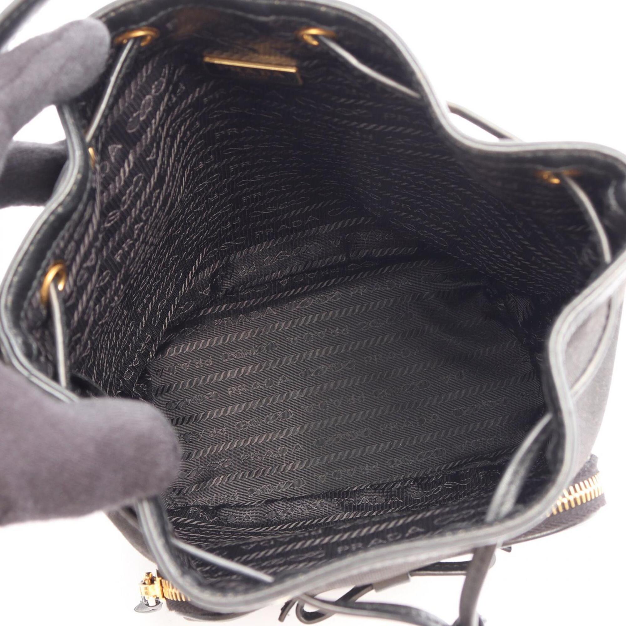 Prada Black Canvas Leather Handbag (Pre-Owned)