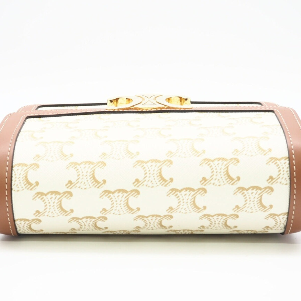 Celine Brown White Canvas Shoulder Bag (Pre-Owned)