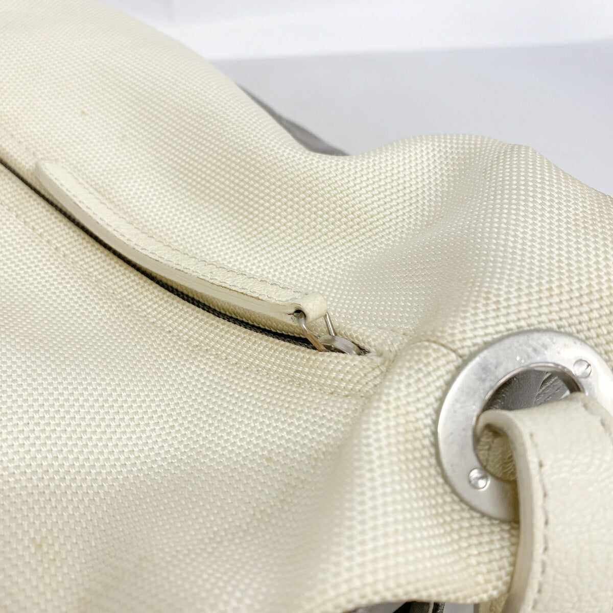 Chanel Gray Canvas Shoulder Bag (Pre-Owned)