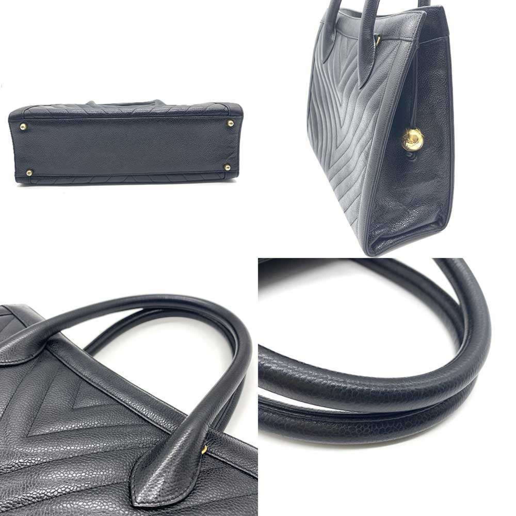 Chanel Black Grained Calfskin Handbag Tote Bag (Pre-Owned)