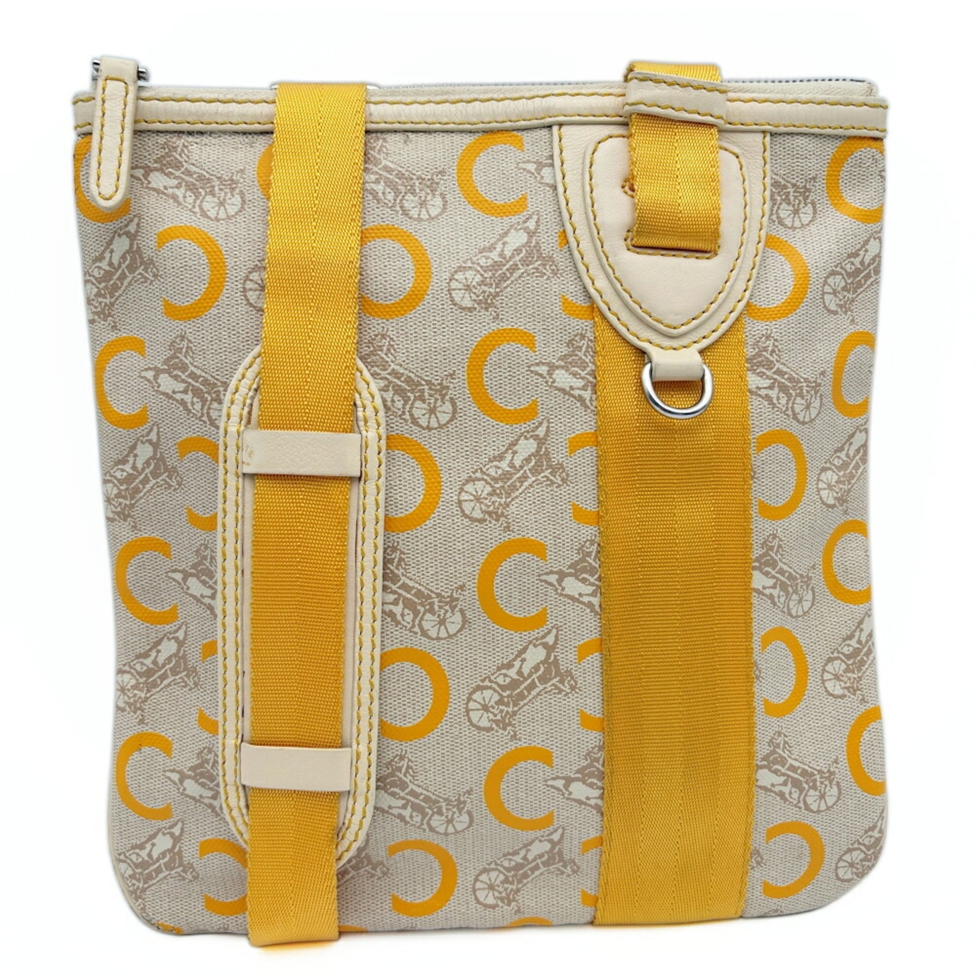 Celine Beige Yellow Canvas Pvc Leather Pochette Shoulder Bag (Pre-Owned)