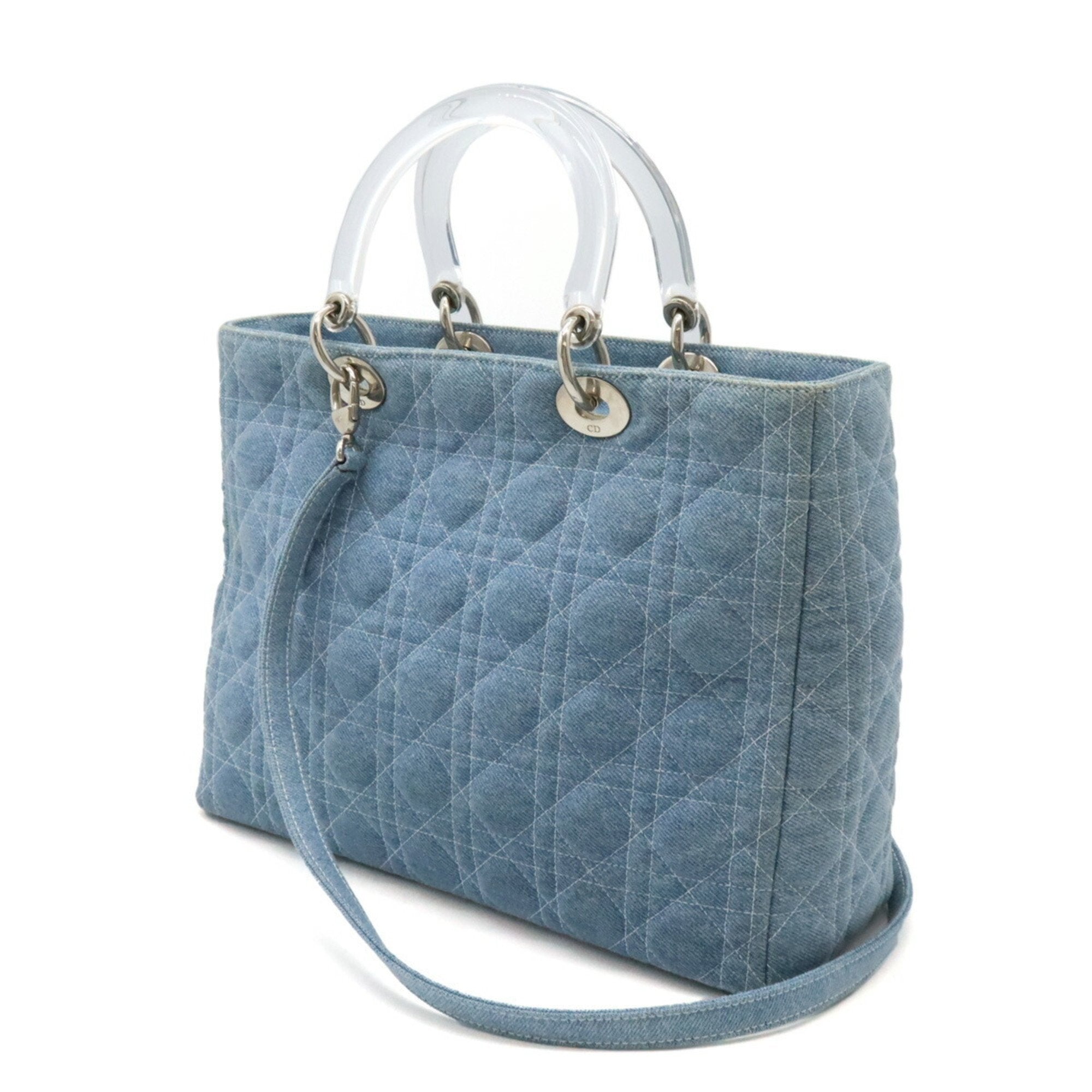 Christian Dior Clear Light Blue Denim Plastic Handbag Shoulder Bag (Pre-Owned)