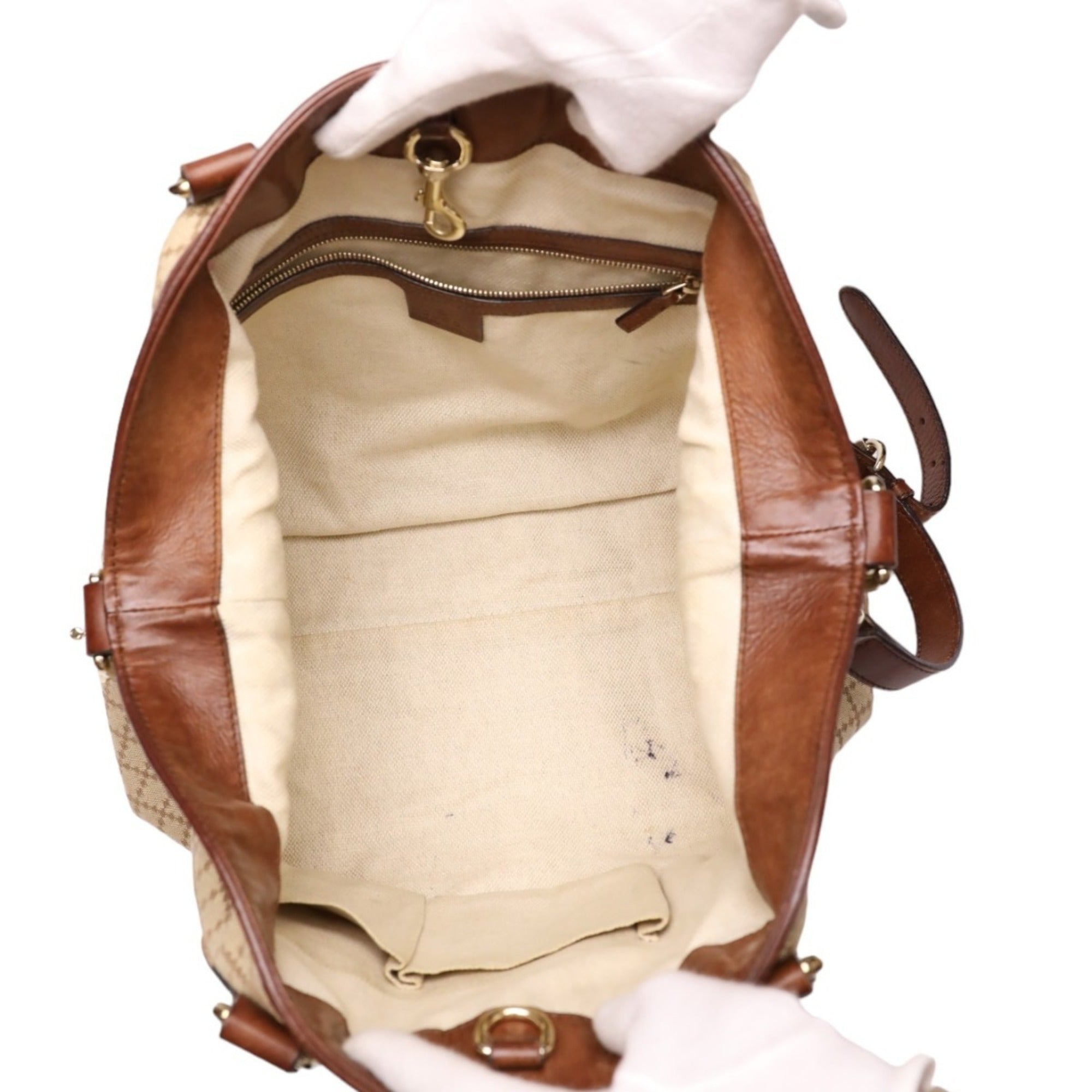 Gucci Brown Canvas Shoulder Bag Tote Bag (Pre-Owned)