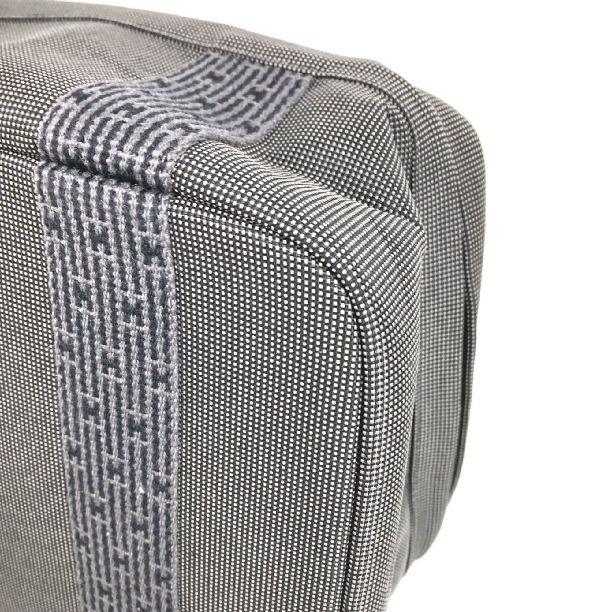 Hermes Gray Canvas Handbag Pouch Vanity Bag (Pre-Owned)