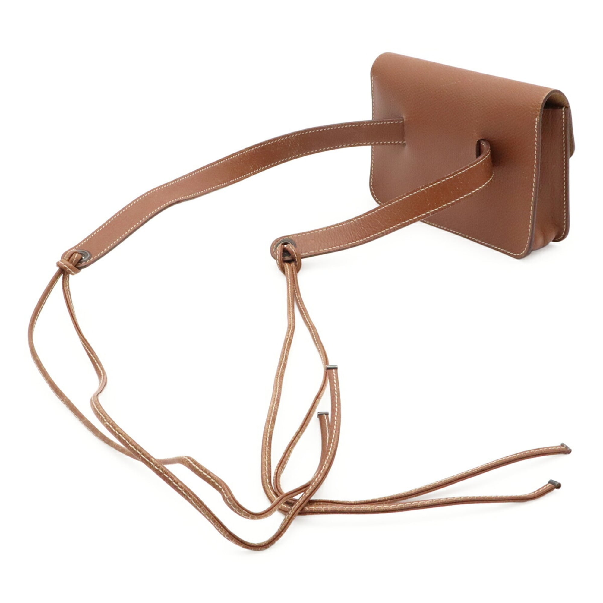 Hermes Brown Leather Clutch Bag Fanny Pack Pochette (Pre-Owned)
