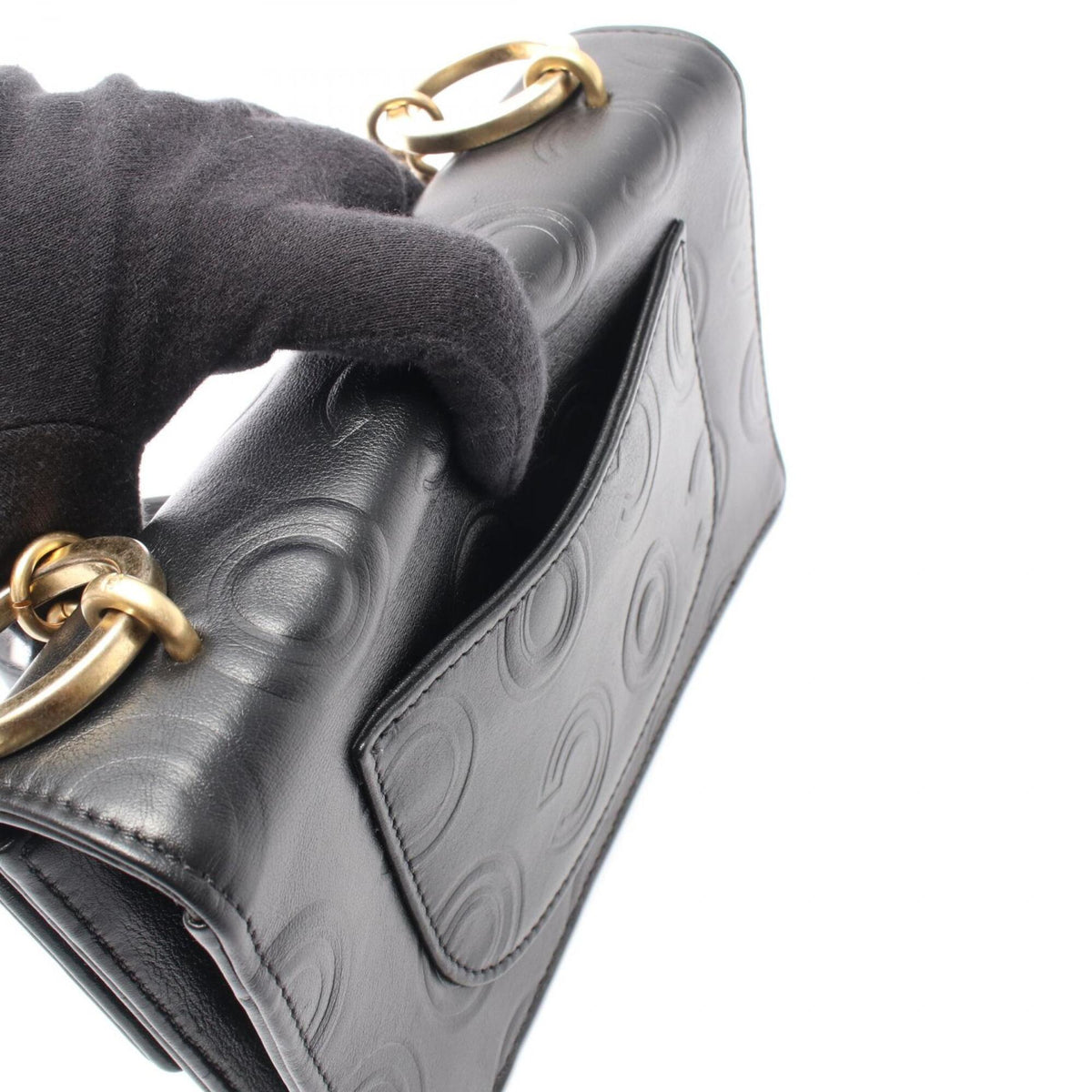 Chanel Black Leather Handbag Shoulder Bag (Pre-Owned)