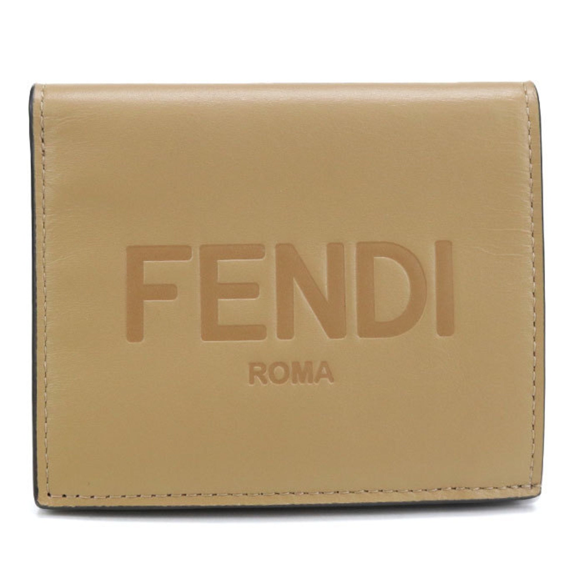 Fendi Zucca Beige Leather Wallet (Bi-Fold) (Pre-Owned)