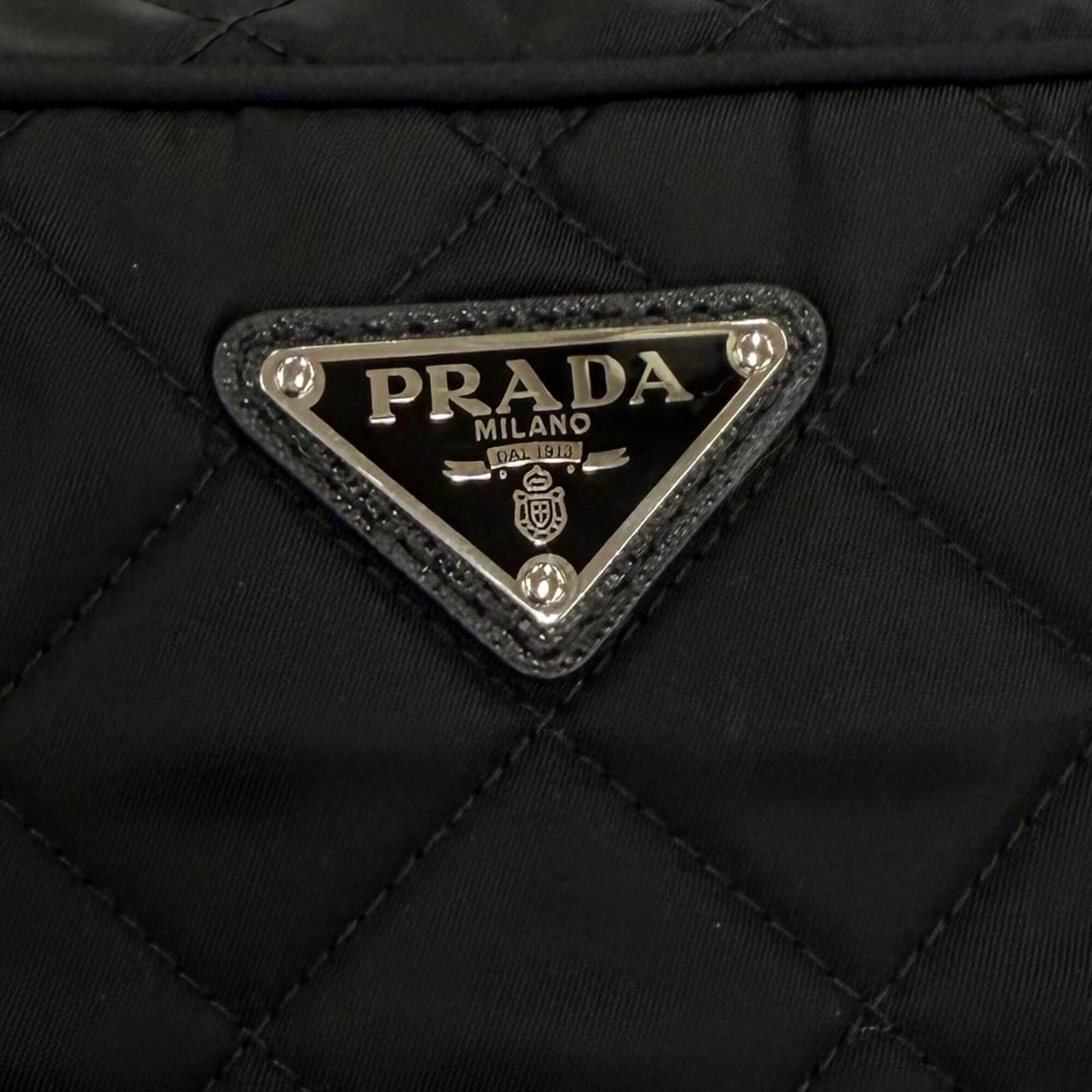 Prada Black Leather Handbag Shoulder Bag (Pre-Owned)