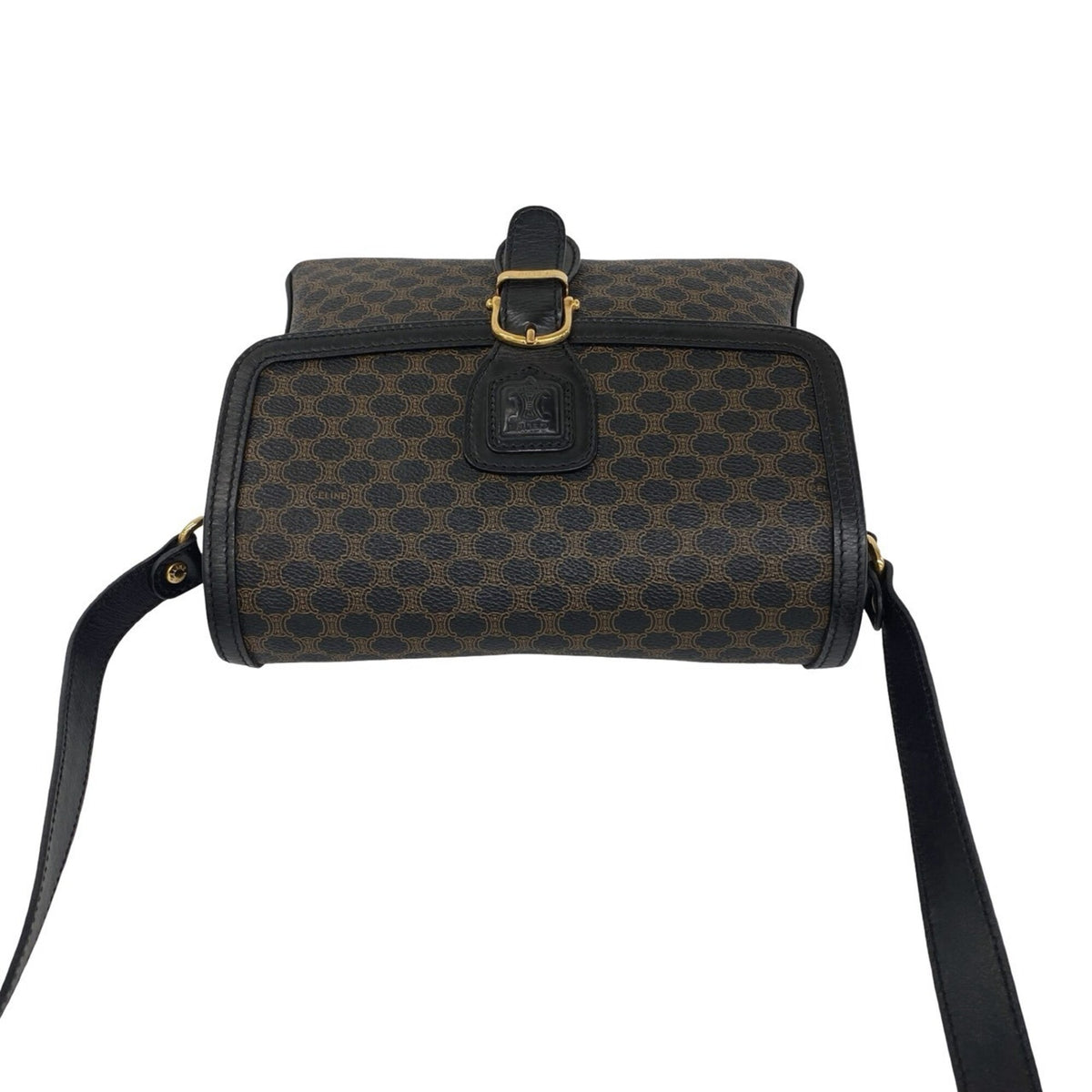 Celine Black Brown Leather Pvc Pochette Shoulder Bag (Pre-Owned)
