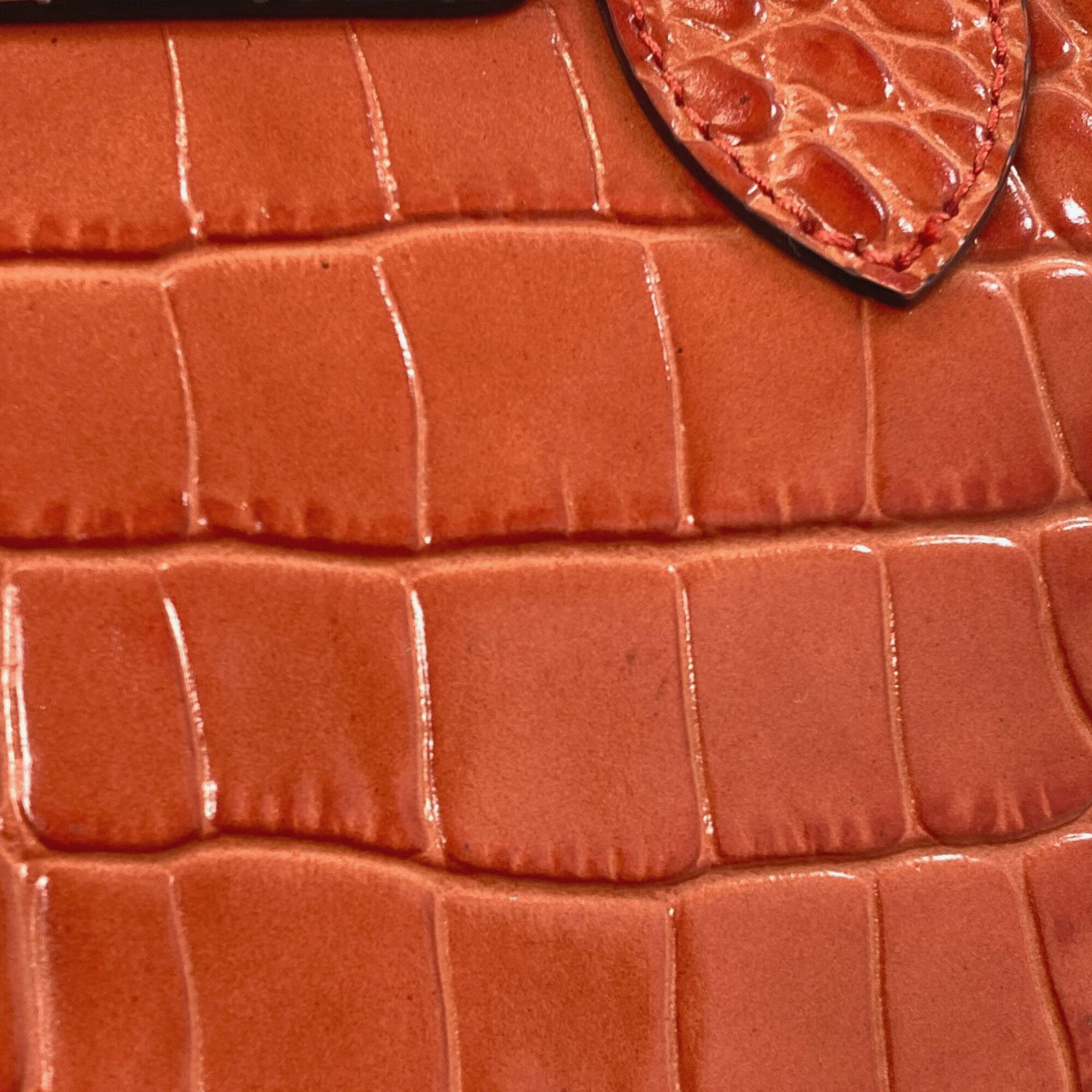 Longchamp Le Pliage Brown Orange Leather Handbag (Pre-Owned)