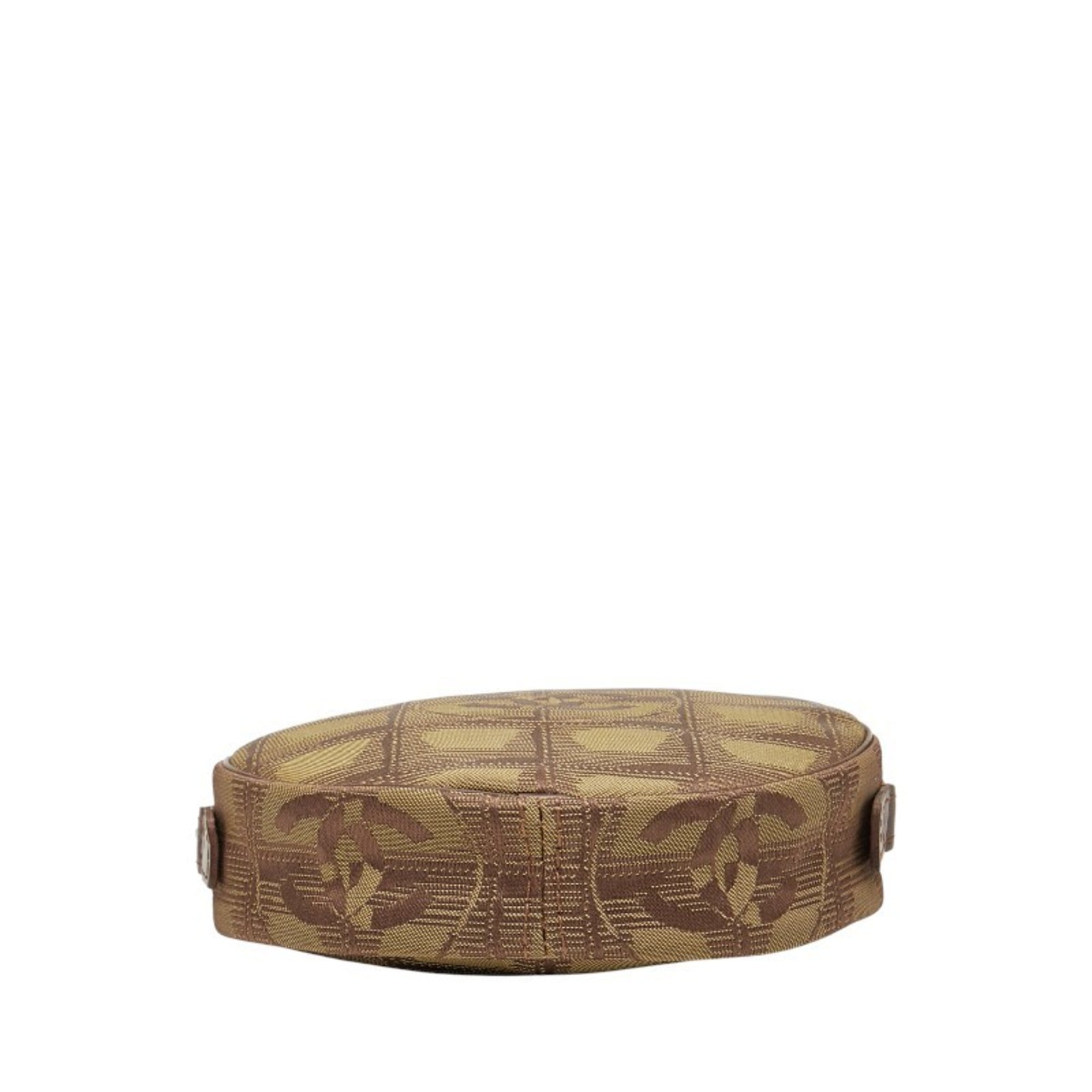 Chanel Brown Khaki Canvas Leather Pouch (Pre-Owned)