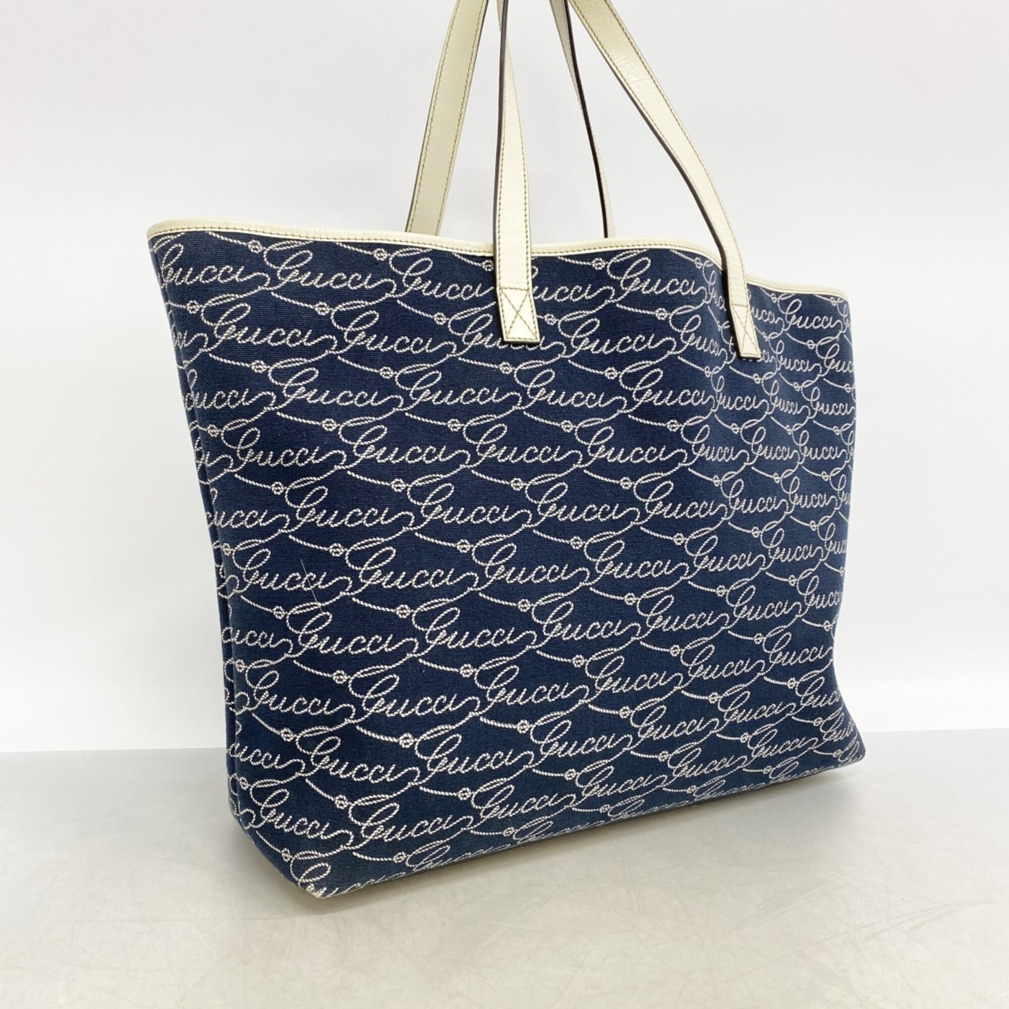 Gucci Navy Canvas Tote Bag (Pre-Owned)