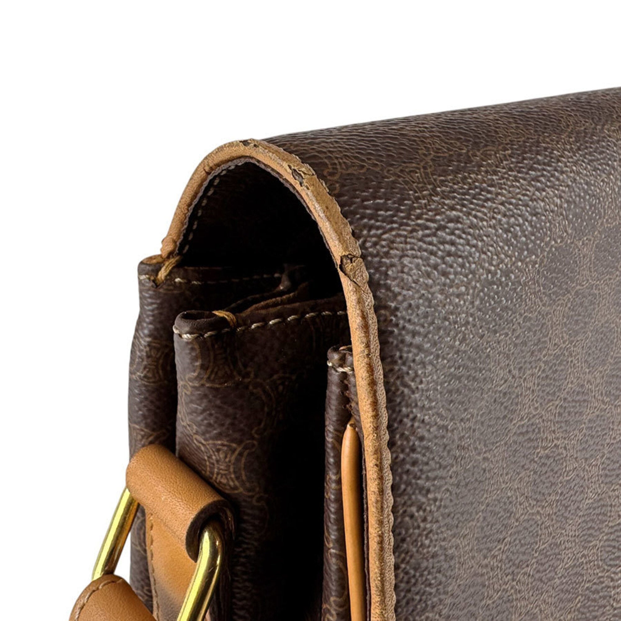 Celine Brown Coated Canvas Shoulder Bag (Pre-Owned)