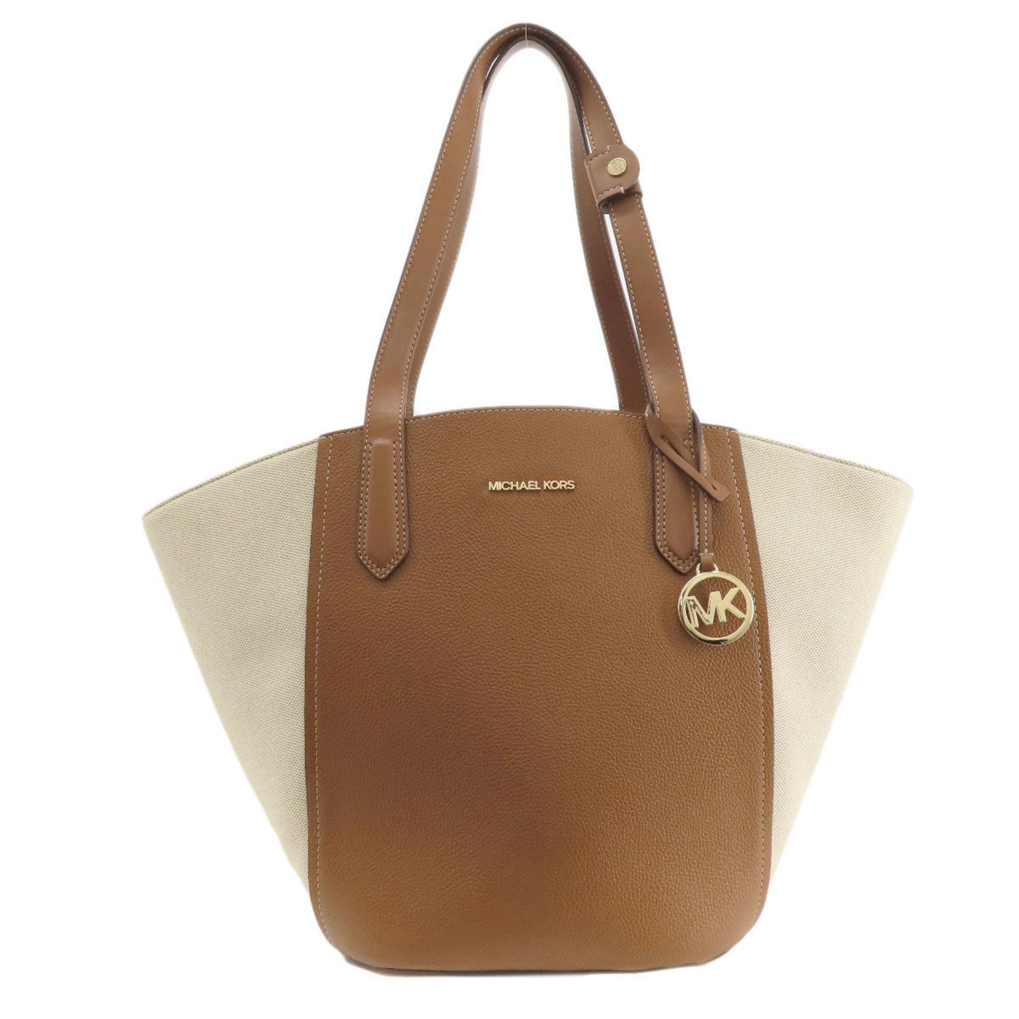 Michael Kors Beige Brown Leather Tote Bag (Pre-Owned)