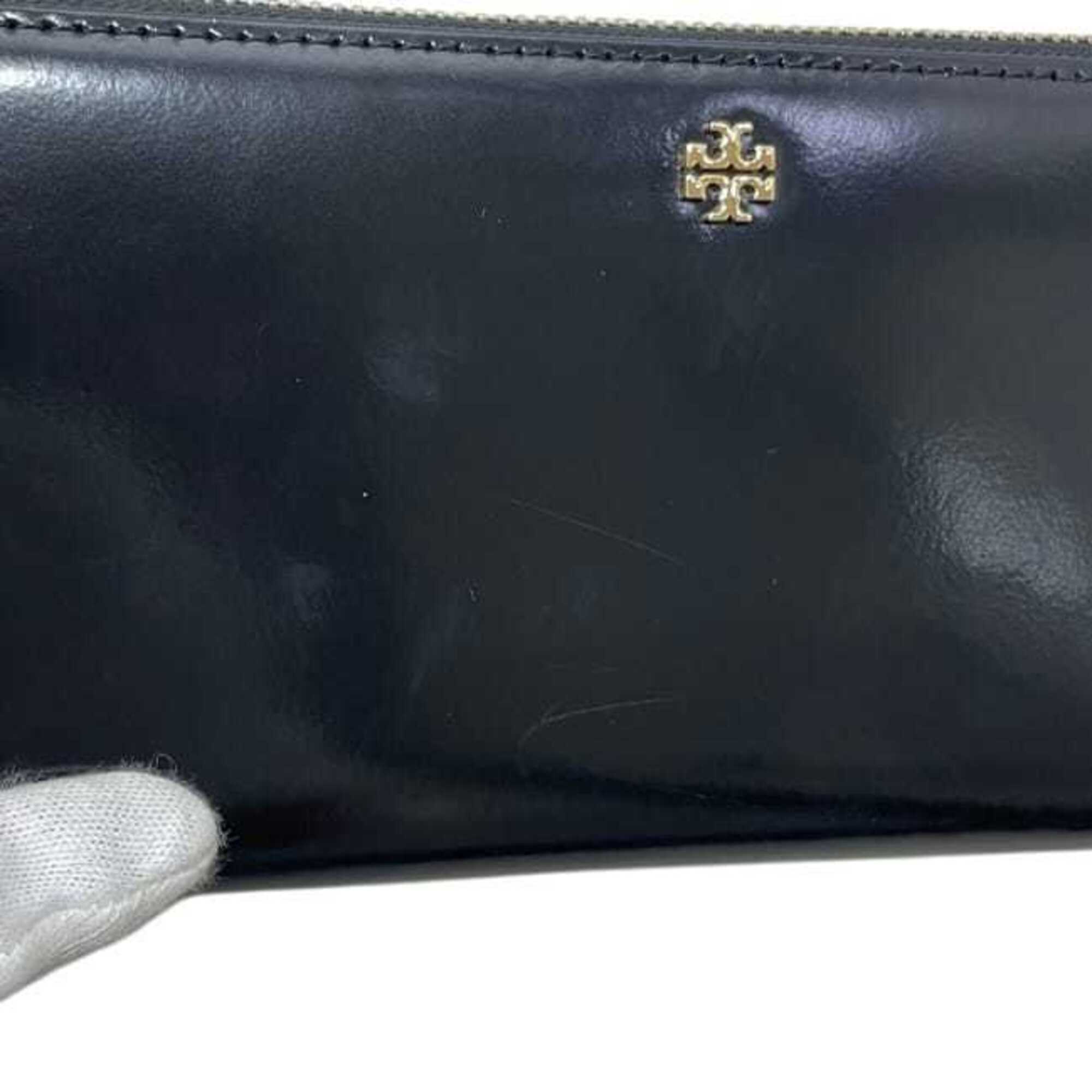 Tory Burch Black Leather Long Wallet (Bi-Fold) (Pre-Owned)