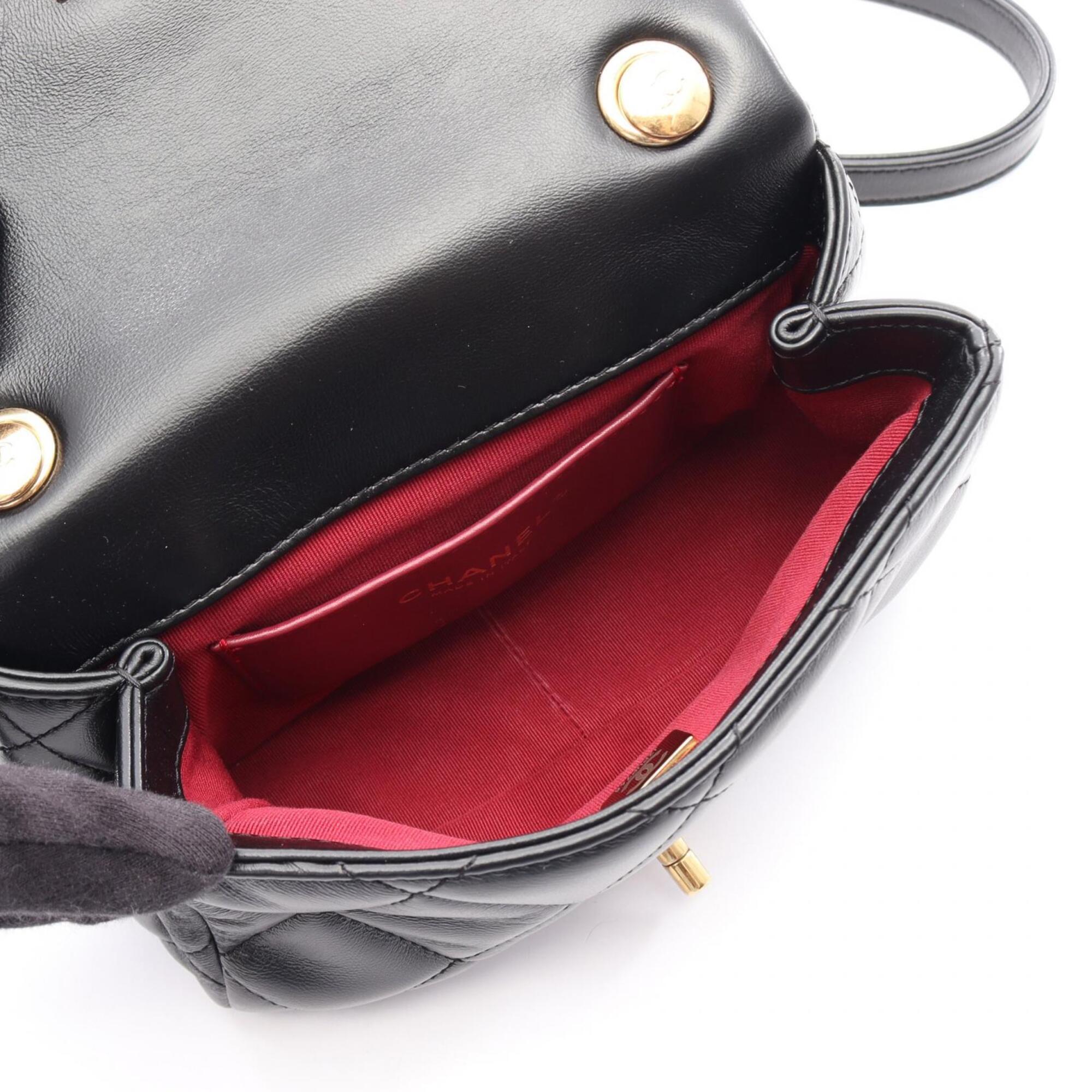 Chanel Matelasse Black Leather Handbag Shoulder Bag (Pre-Owned)