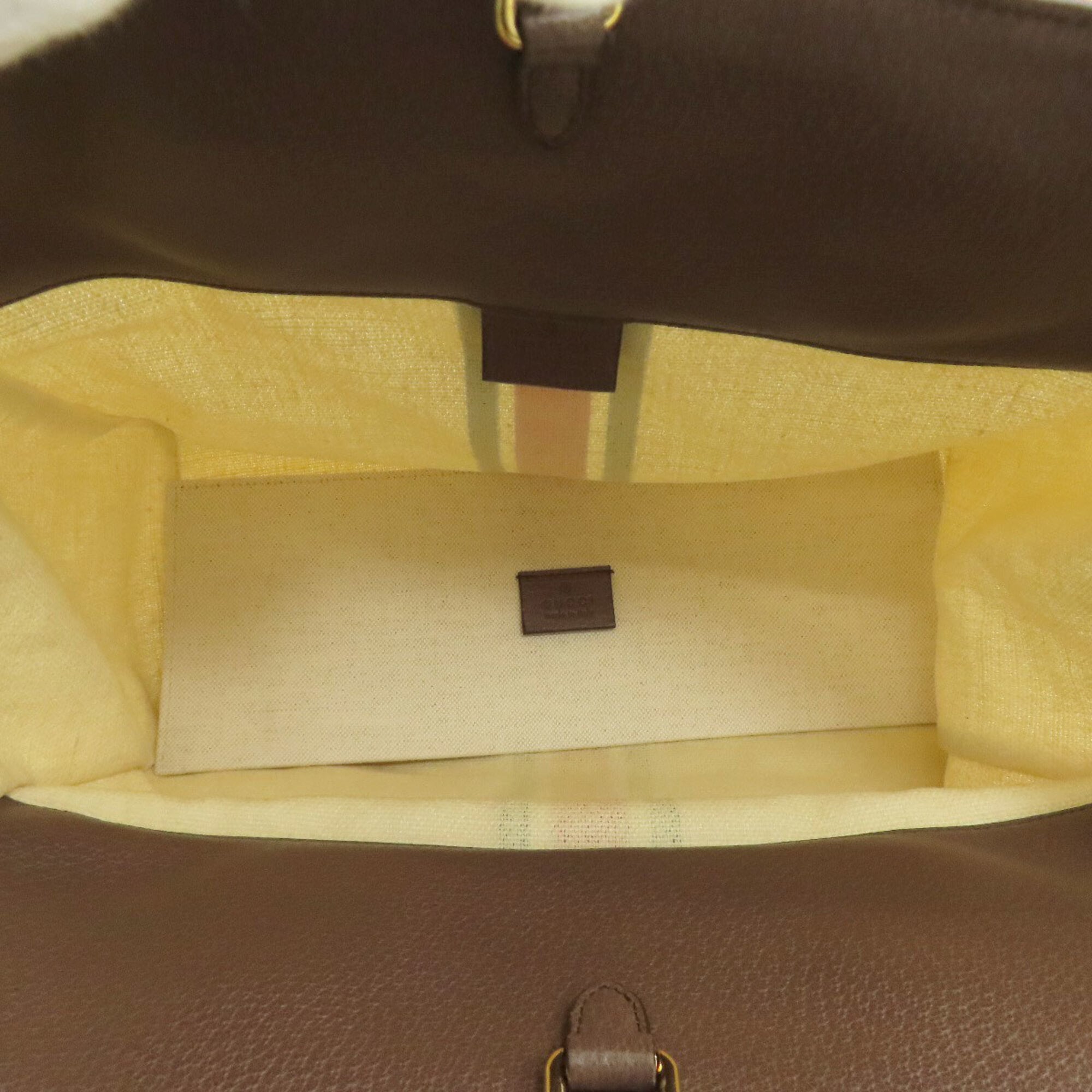 Gucci Beige Brown Canvas Handbag (Pre-Owned)