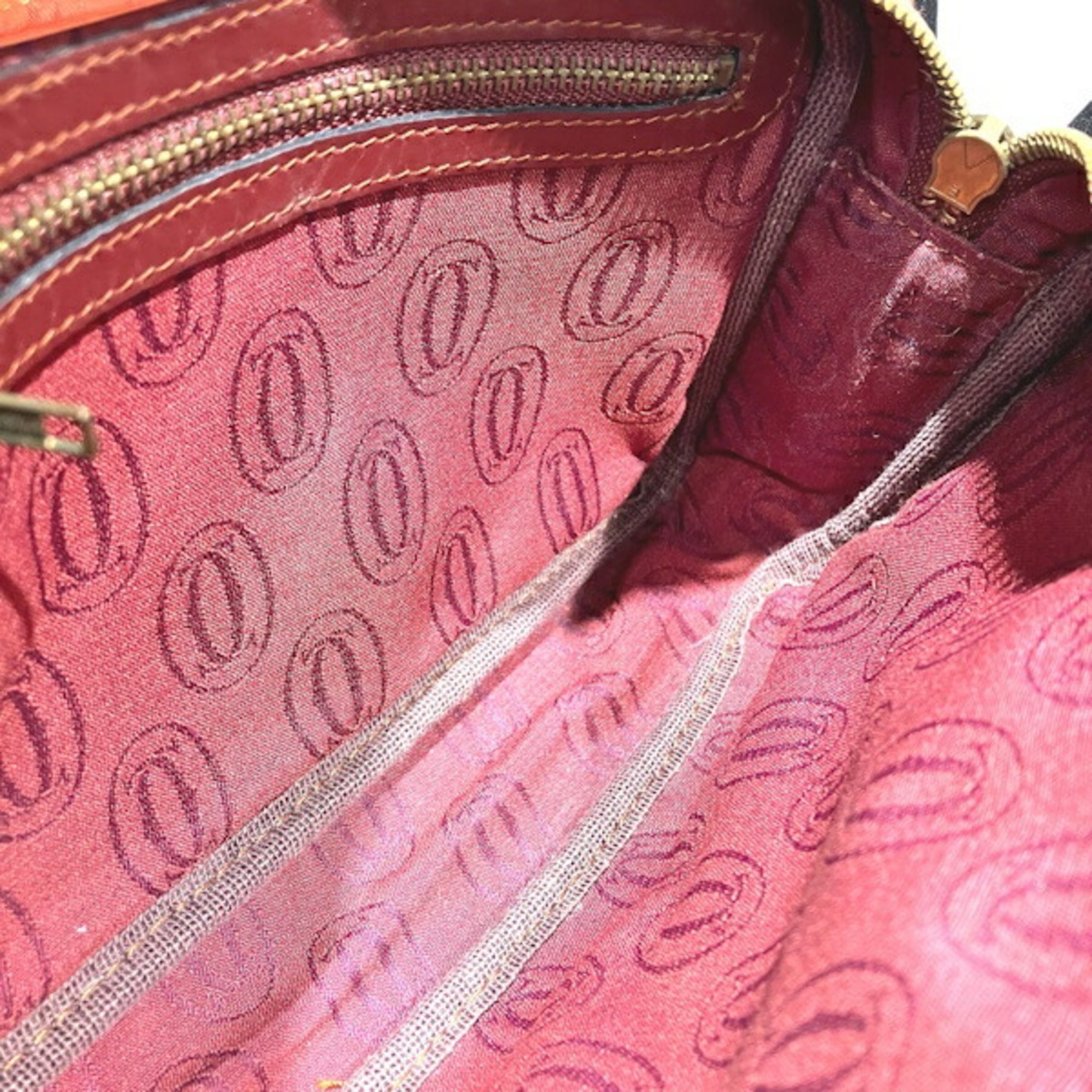 Cartier Must Bordeaux Leather Handbag Shoulder Bag (Pre-Owned)