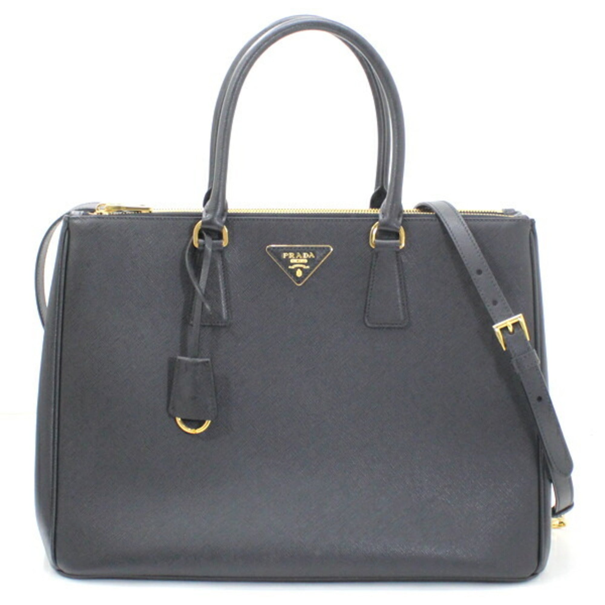 Prada Black Nero Saffiano Lux Handbag Shoulder Bag Tote Bag (Pre-Owned)