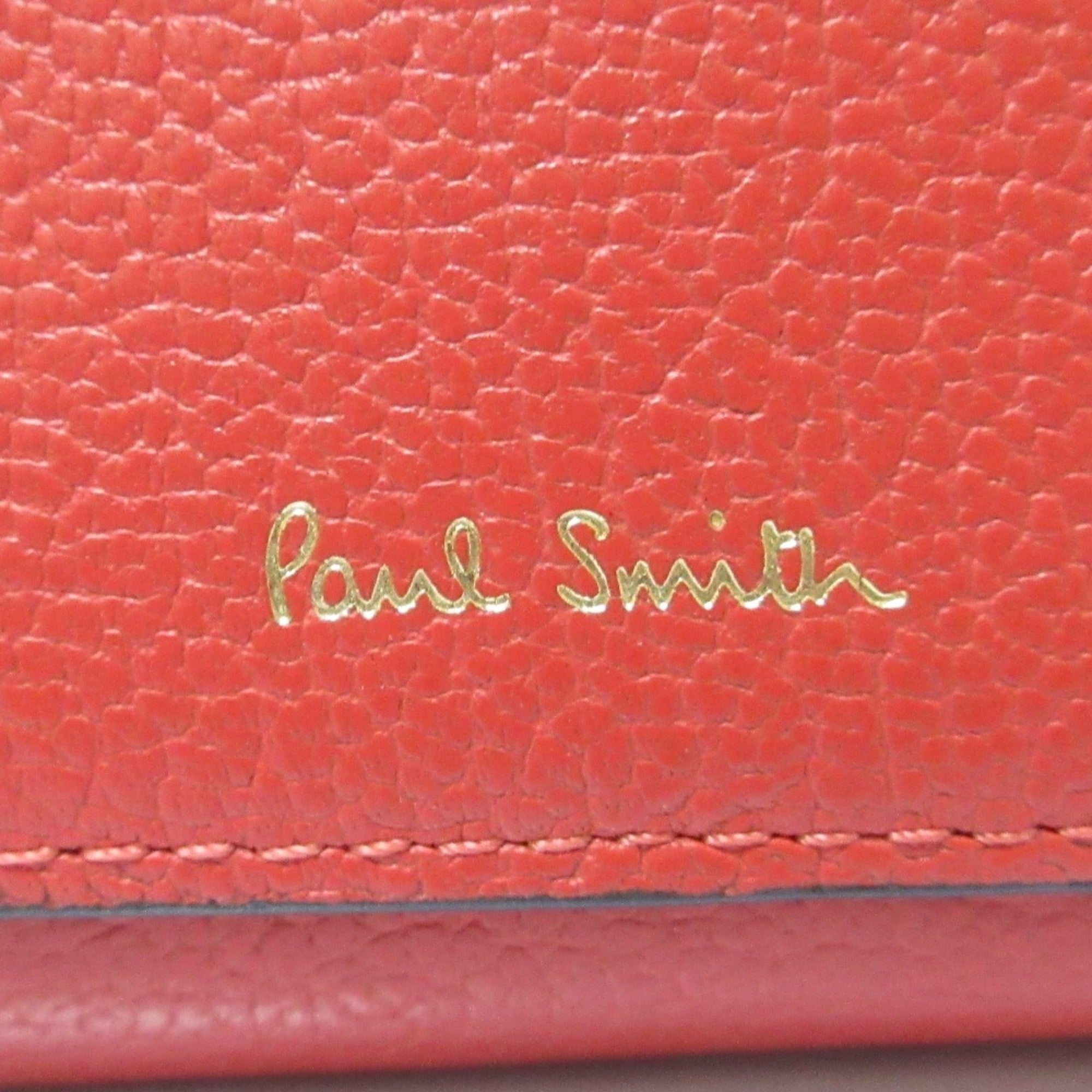 Paul Smith Red Color Leather Long Bill Wallet (Tri-Fold) (Pre-Owned)