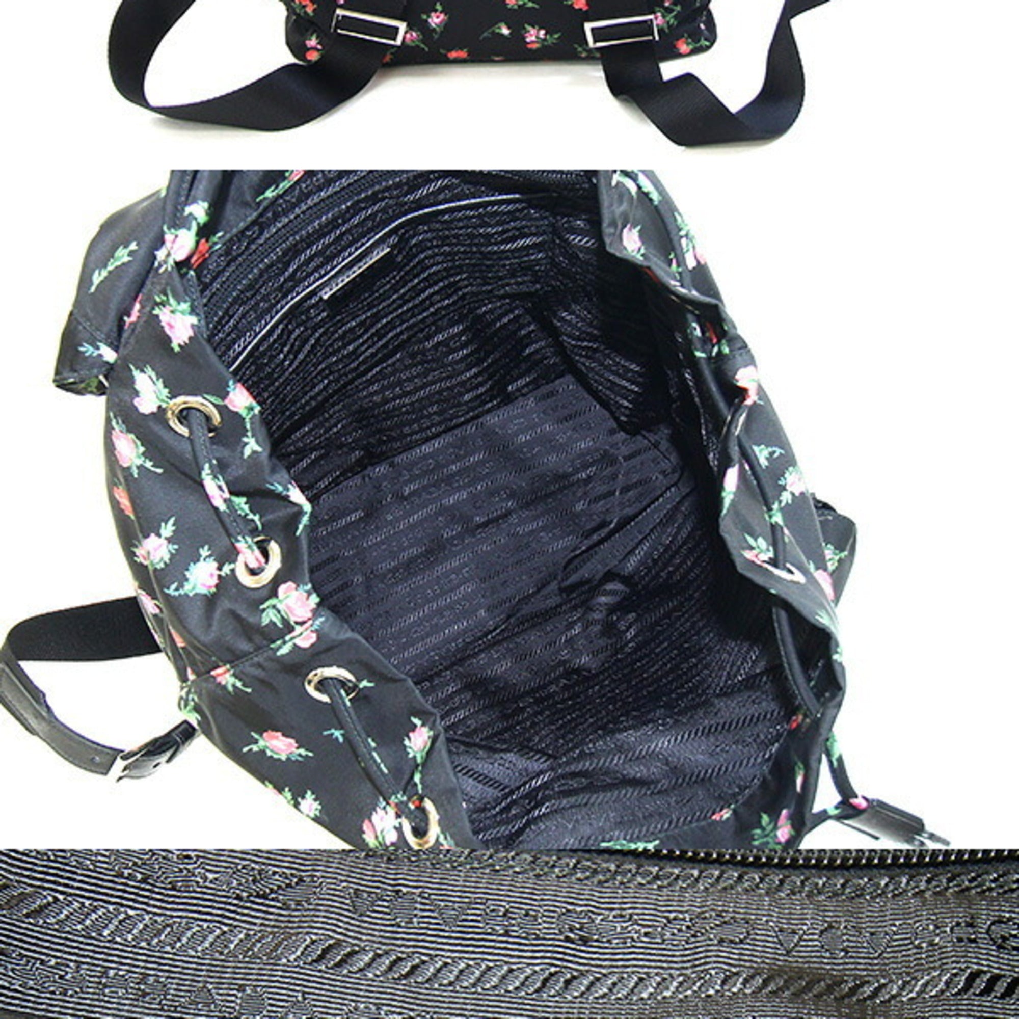 Prada Black Pink White Nylon Backpack (Pre-Owned)