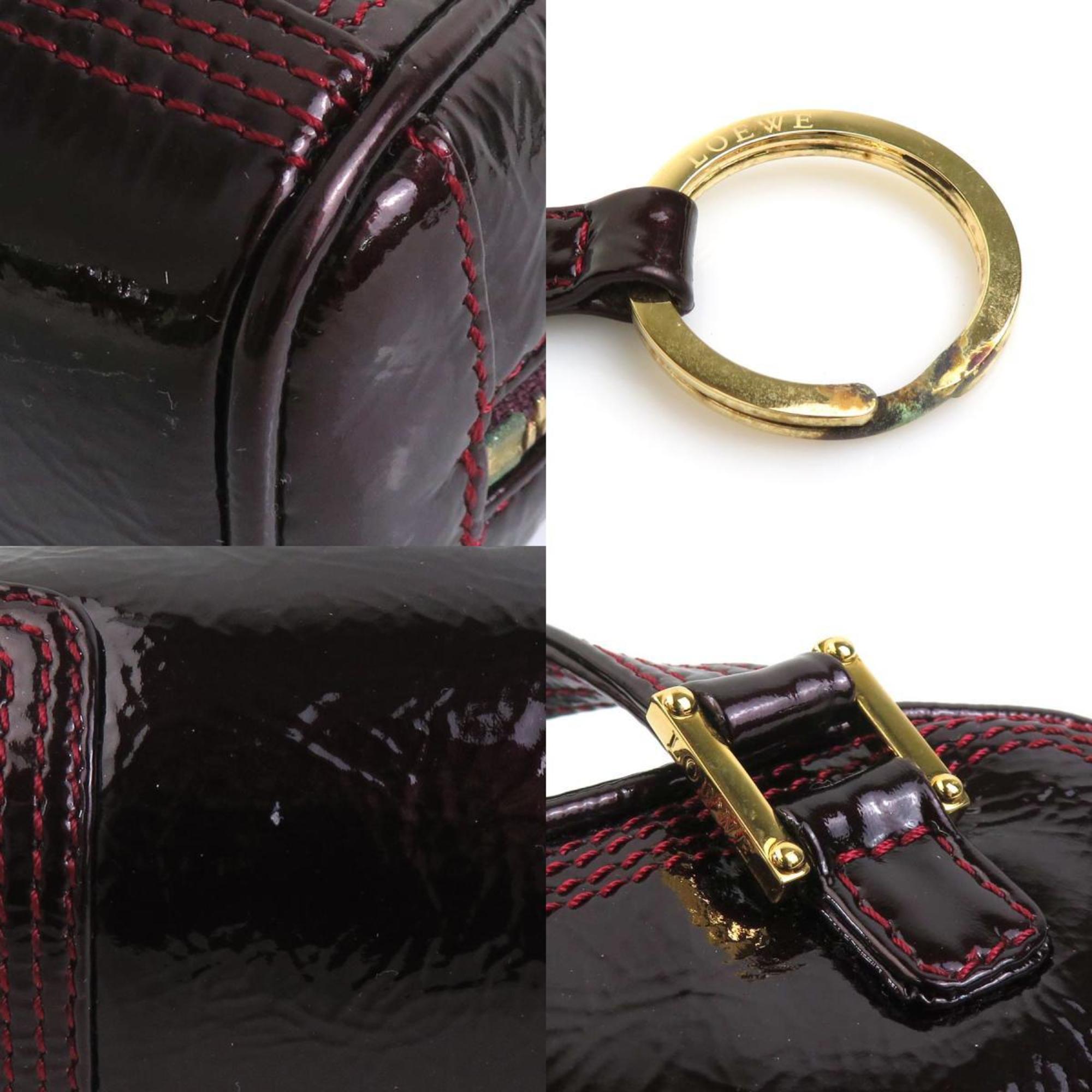 Loewe Burgundy Patent Leather Handbag Shoulder Bag (Pre-Owned)