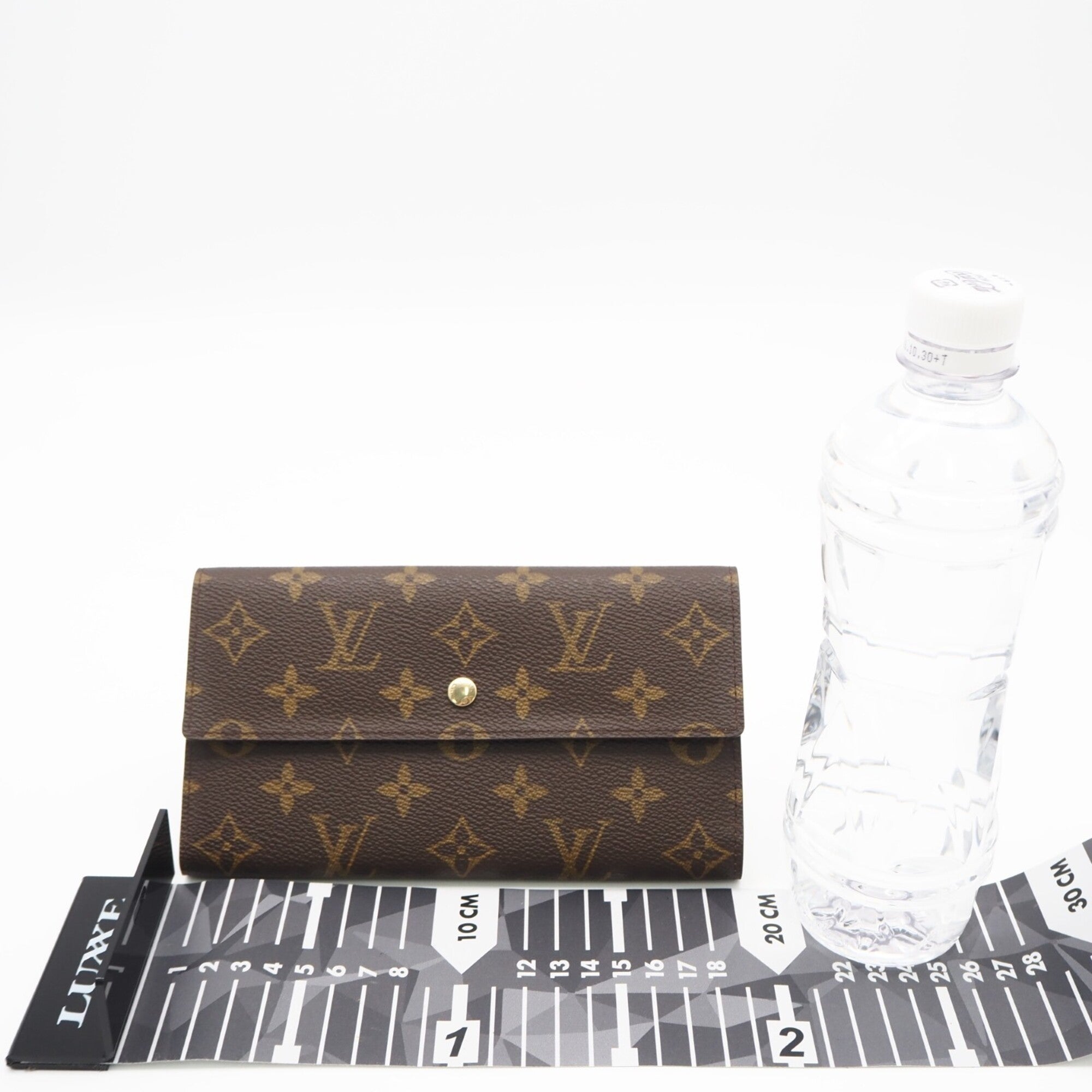 Louis Vuitton Beige Brown Coated Canvas Leather Long Wallet (Bi-Fold) (Pre-Owned)