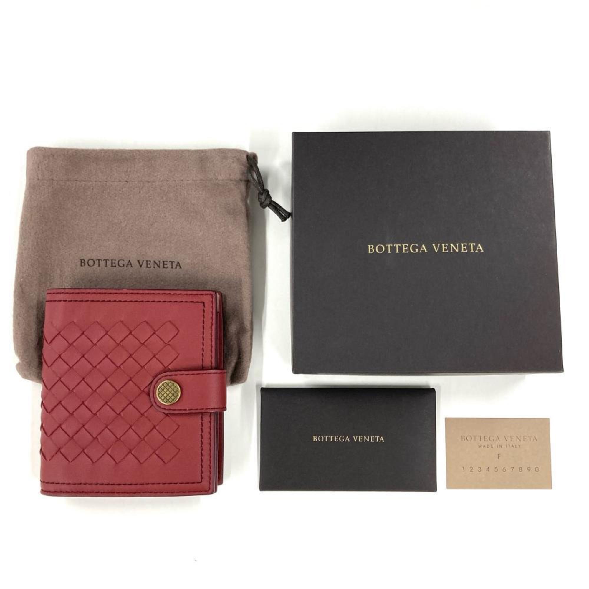 Bottega Veneta Red Color Intrecciato Wallet (Bi-Fold) (Pre-Owned)