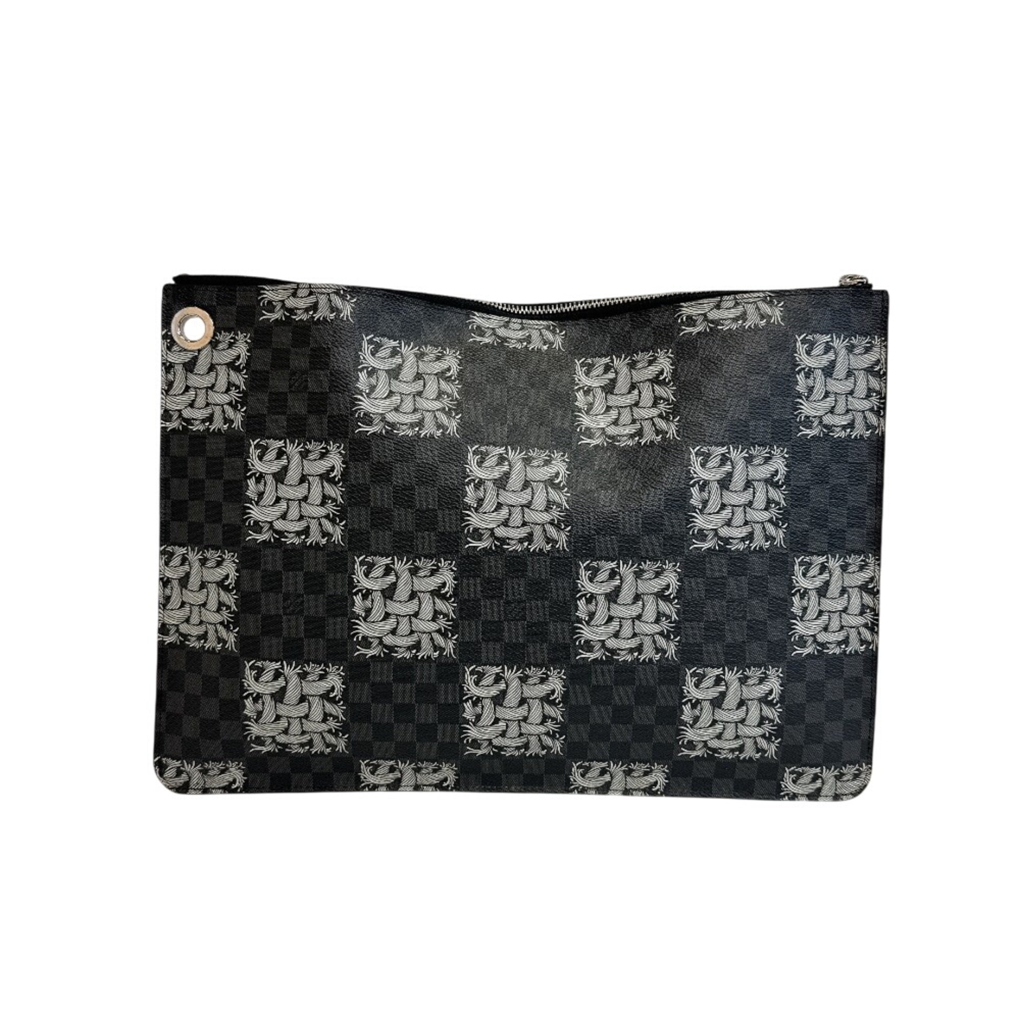 Louis Vuitton Black Gray White Damier Graphite Clutch Bag (Pre-Owned)