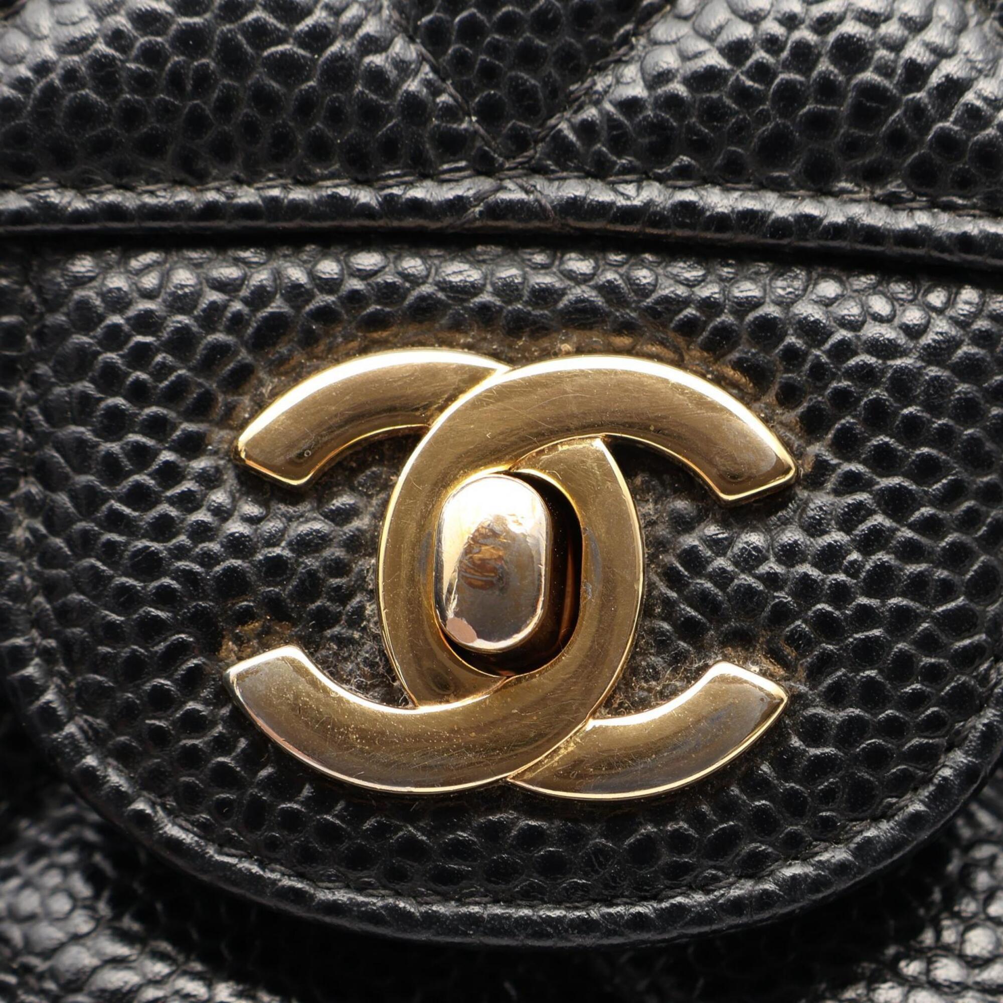 Chanel Black Grained Calfskin Handbag Shoulder Bag (Pre-Owned)