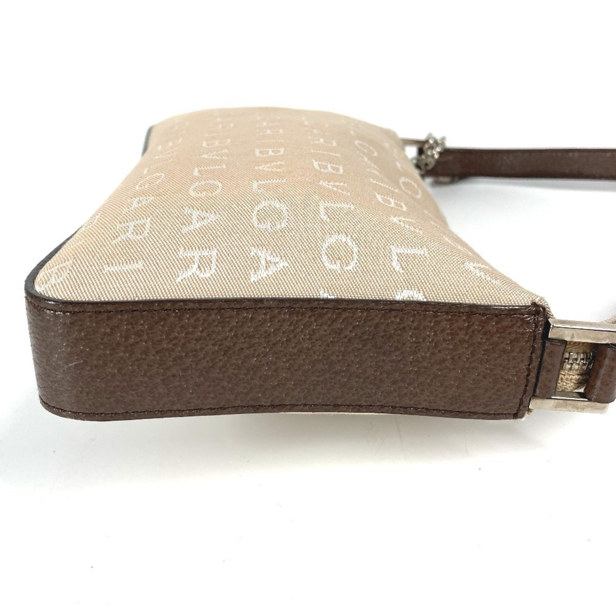 Bvlgari Logomania Beige Brown Canvas Leather Shoulder Bag (Pre-Owned)